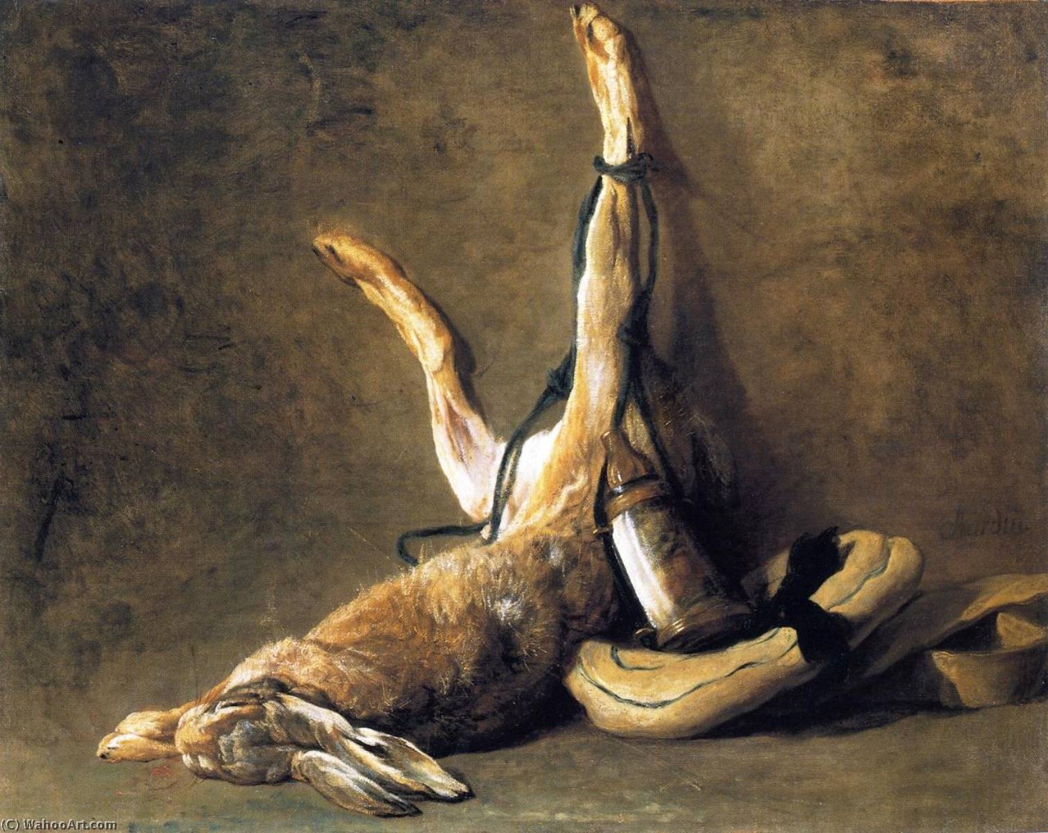 WikiOO.org - Enciclopedia of Fine Arts - Pictura, lucrări de artă Jean-Baptiste Simeon Chardin - Hare with Game Bag and Powder Flask