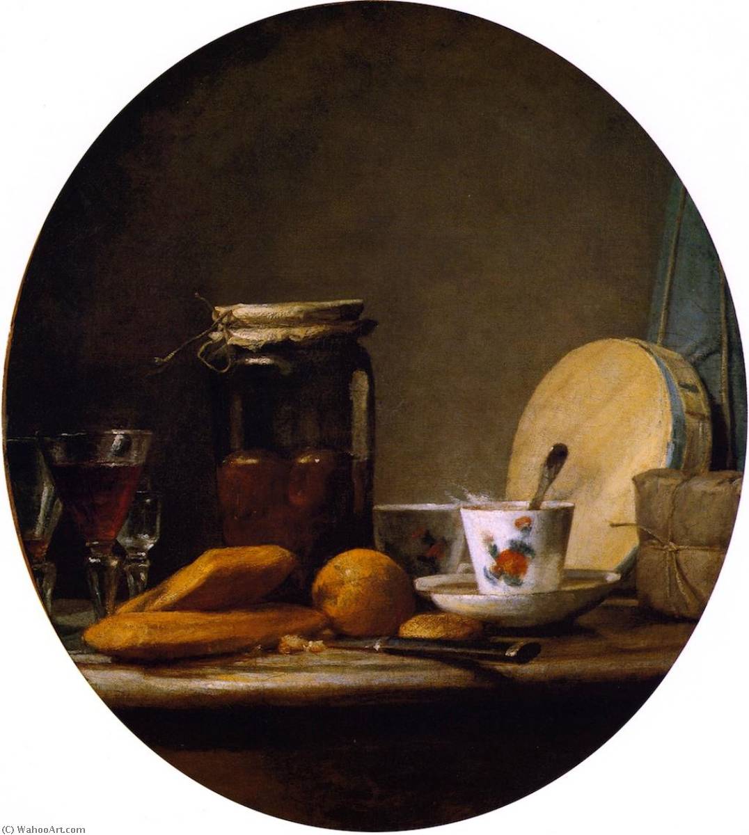 Wikioo.org – L'Enciclopedia delle Belle Arti - Pittura, Opere di Jean-Baptiste Simeon Chardin - il vaso di  albicocche