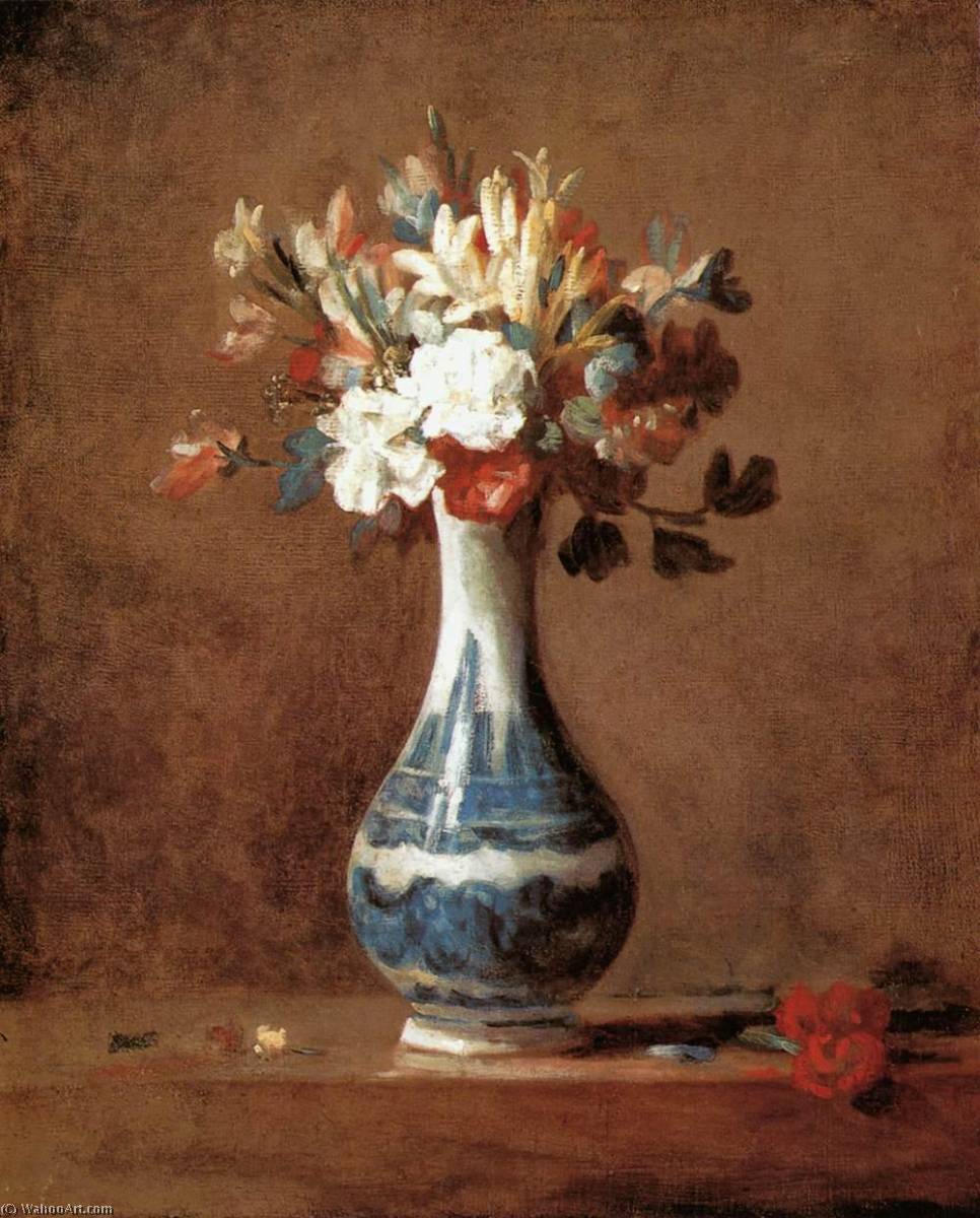 Wikioo.org – La Enciclopedia de las Bellas Artes - Pintura, Obras de arte de Jean-Baptiste Simeon Chardin - a jarrón de las flores