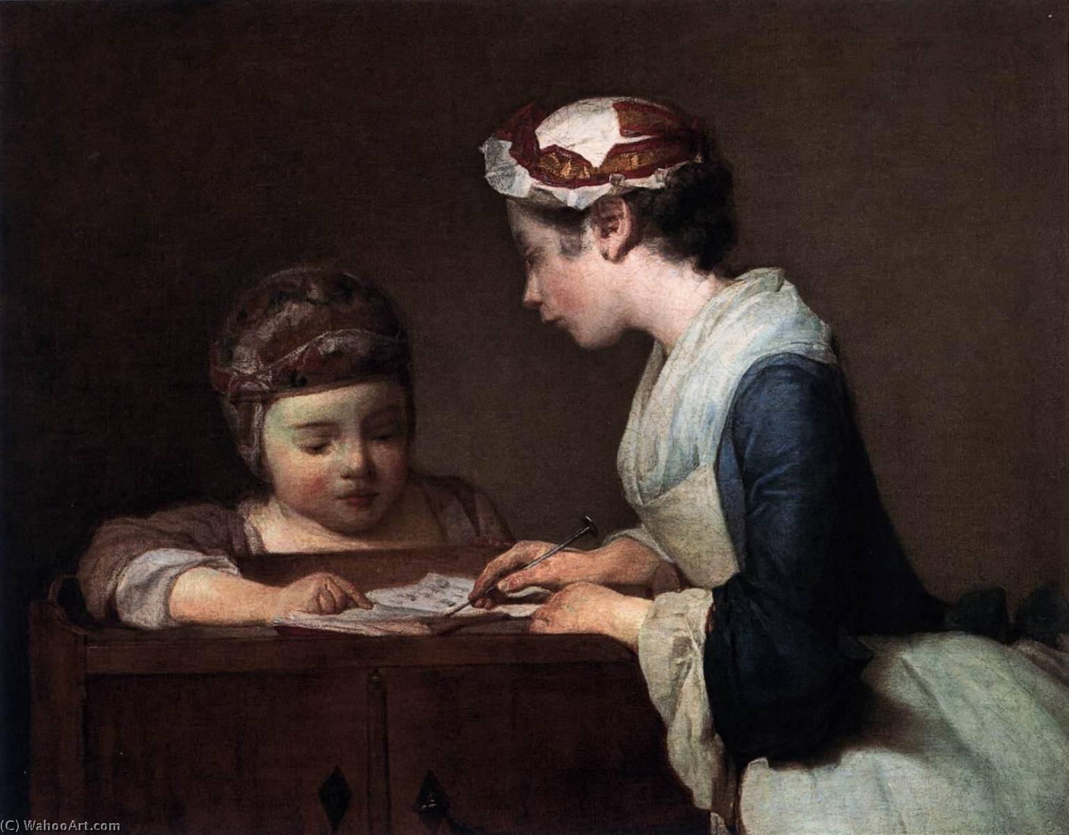 Wikioo.org - The Encyclopedia of Fine Arts - Painting, Artwork by Jean-Baptiste Simeon Chardin - The Little Schoolmistress