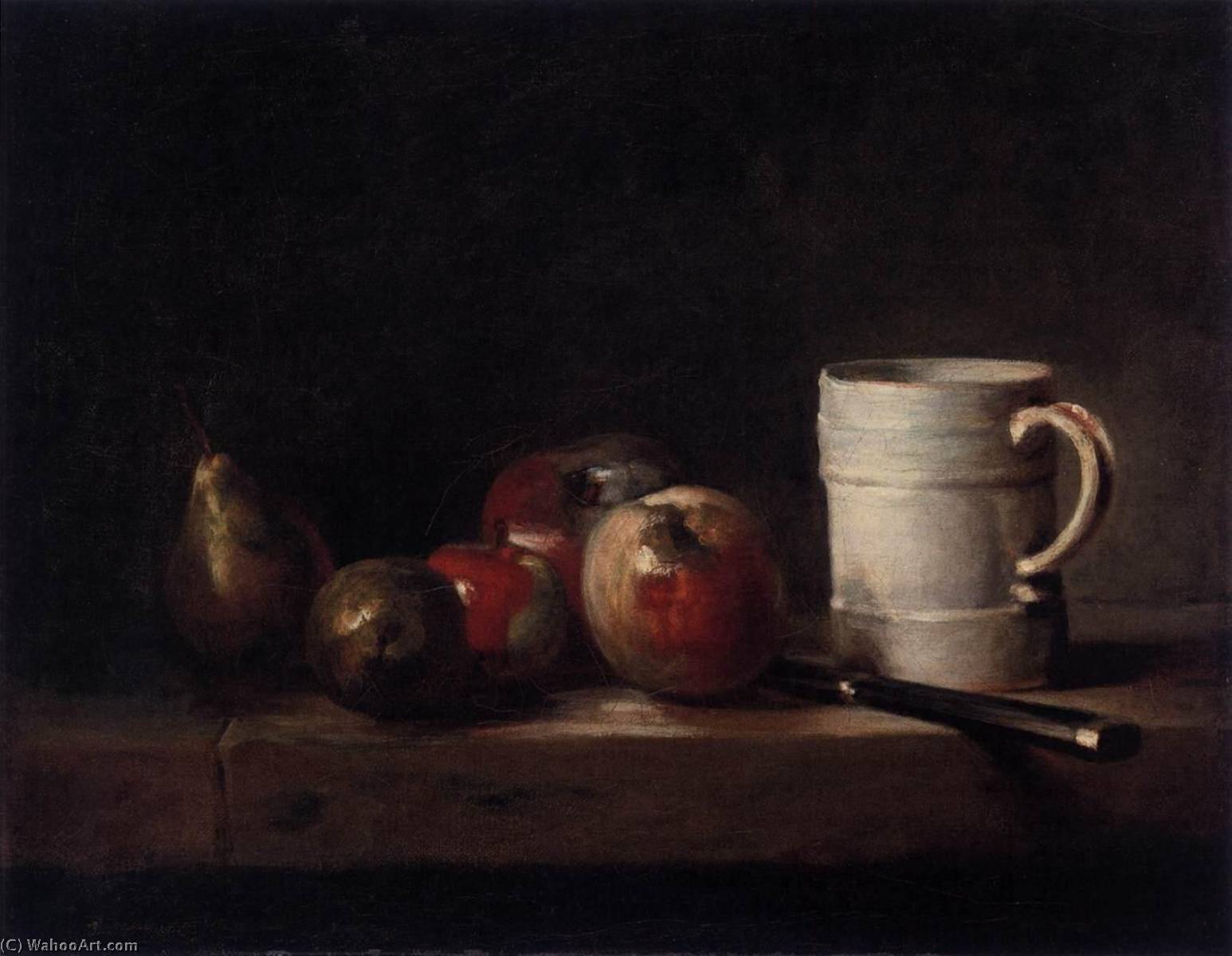 Wikioo.org - Die Enzyklopädie bildender Kunst - Malerei, Kunstwerk von Jean-Baptiste Simeon Chardin - stillleben mit Ein  weiß  Becher