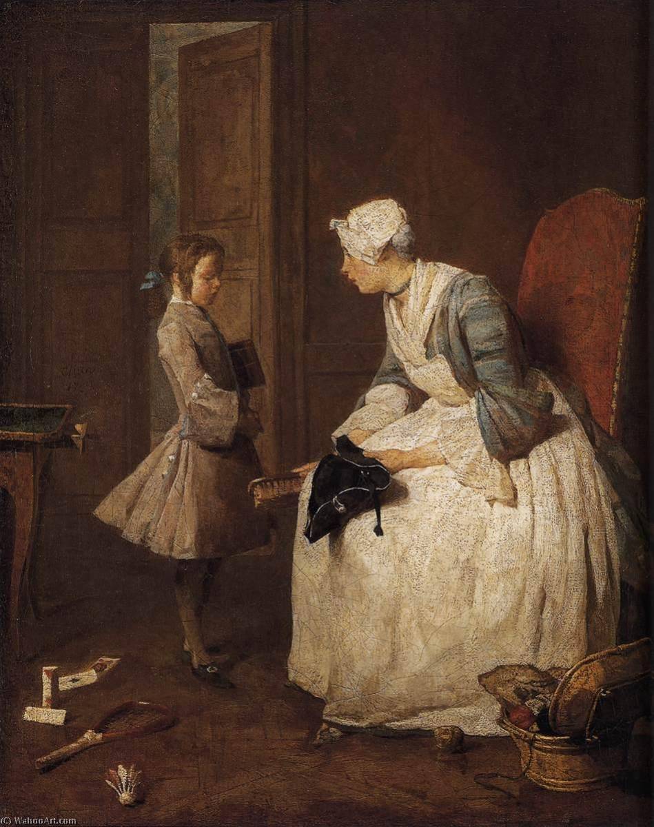 Wikioo.org - The Encyclopedia of Fine Arts - Painting, Artwork by Jean-Baptiste Simeon Chardin - La Gouvernante (The Governess)