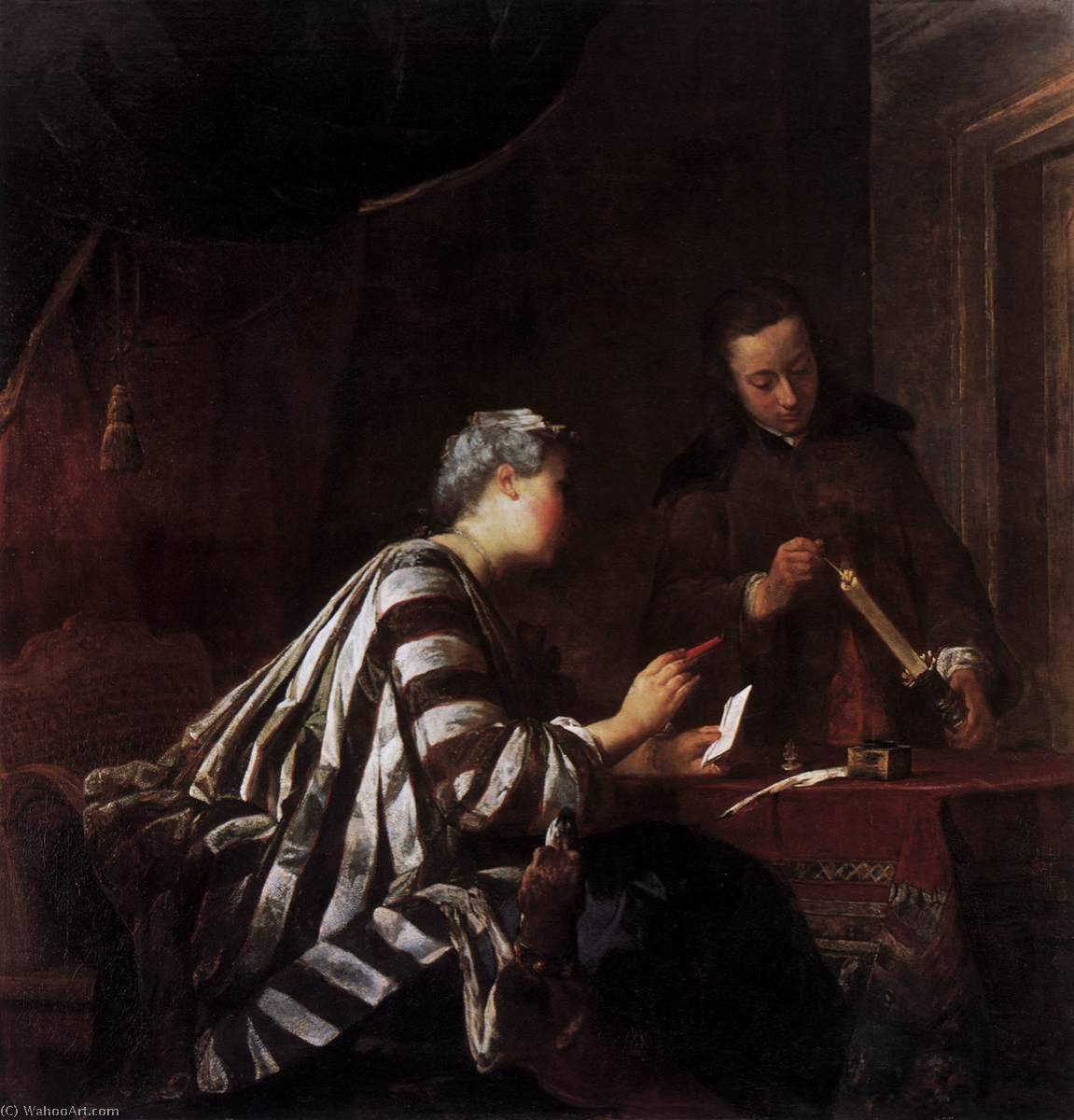 WikiOO.org - Enciklopedija dailės - Tapyba, meno kuriniai Jean-Baptiste Simeon Chardin - Sealing the Letter