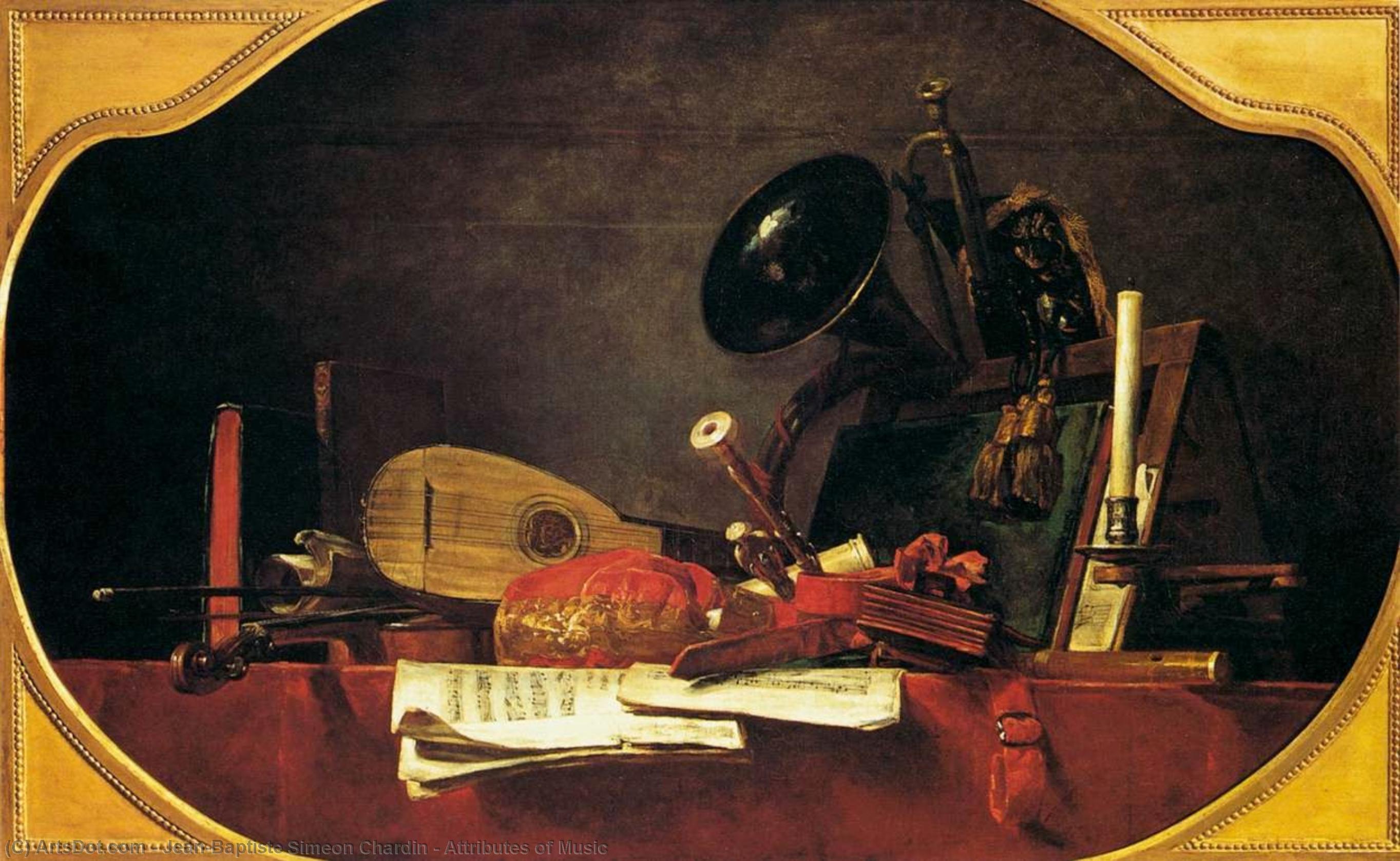 Wikioo.org – La Enciclopedia de las Bellas Artes - Pintura, Obras de arte de Jean-Baptiste Simeon Chardin - Atributos de Música