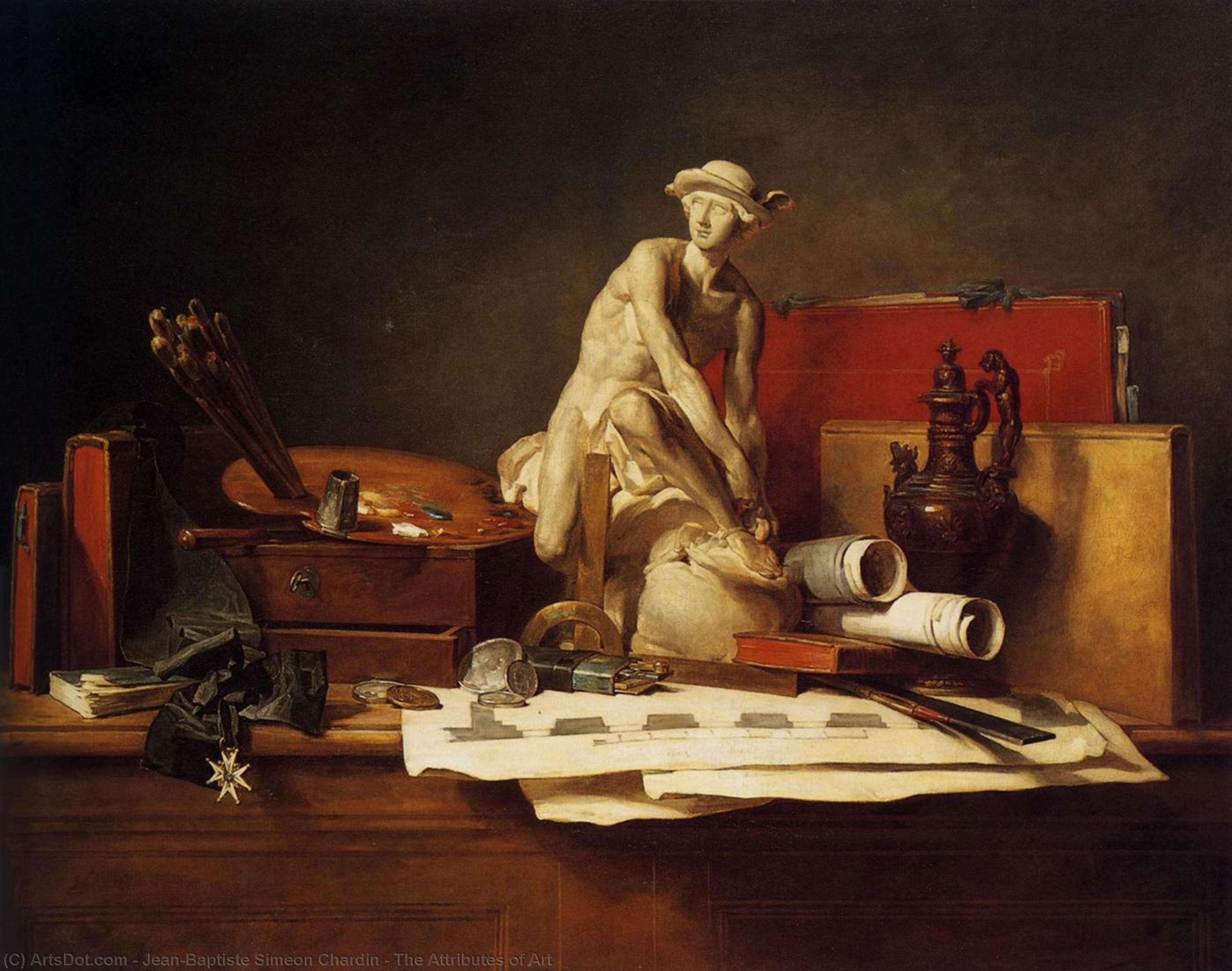 Wikioo.org – La Enciclopedia de las Bellas Artes - Pintura, Obras de arte de Jean-Baptiste Simeon Chardin - los atributos todaclasede  arte