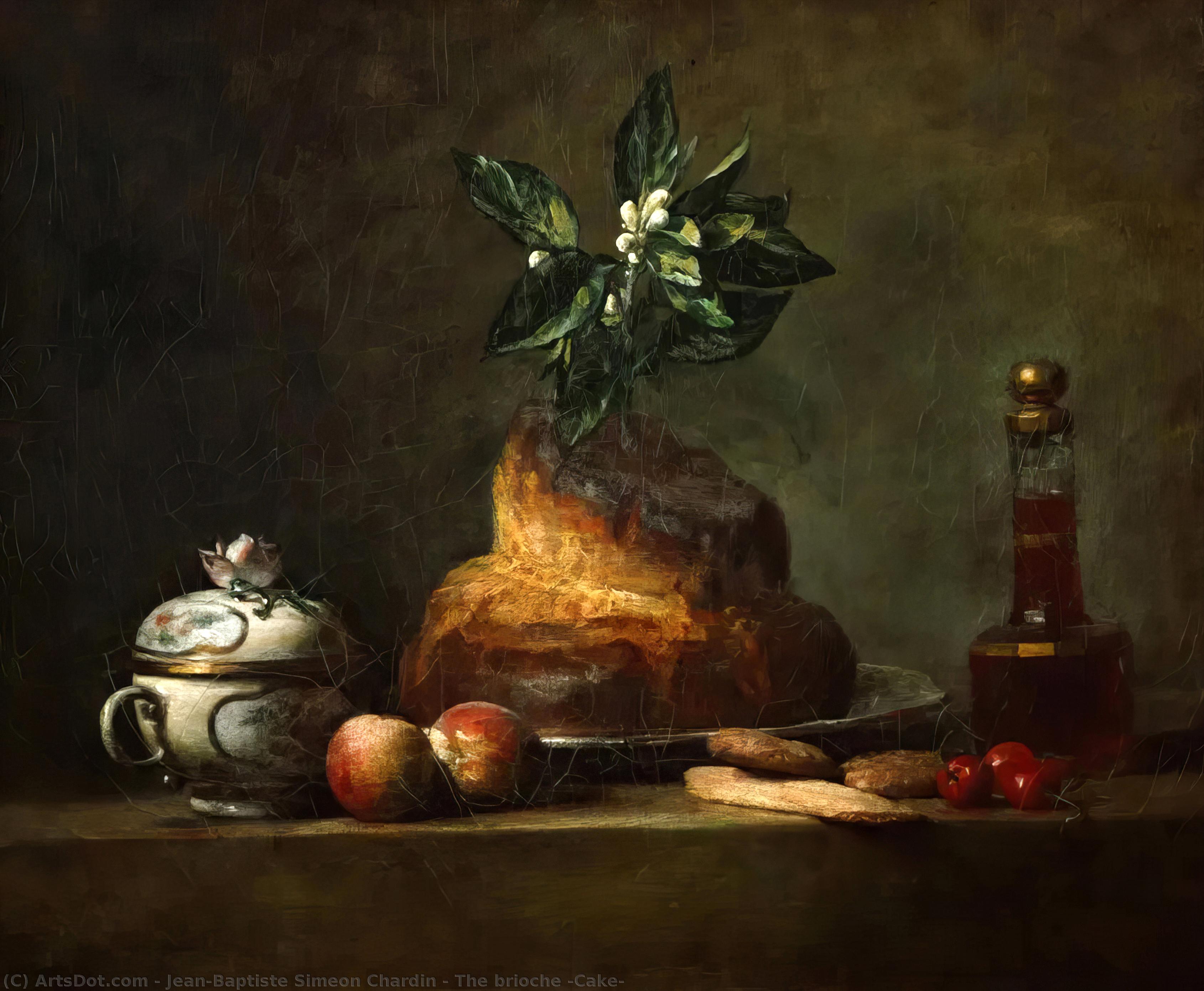 Wikioo.org - Bách khoa toàn thư về mỹ thuật - Vẽ tranh, Tác phẩm nghệ thuật Jean-Baptiste Simeon Chardin - 'La Brioche' (Cake)