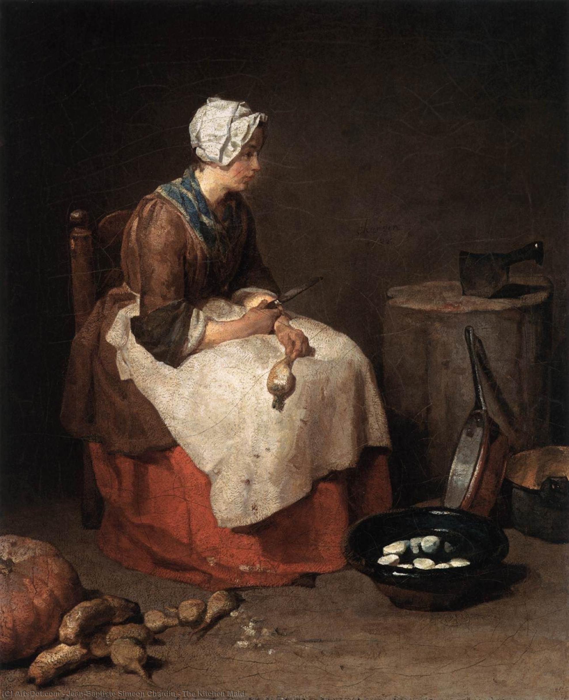 Wikioo.org - The Encyclopedia of Fine Arts - Painting, Artwork by Jean-Baptiste Simeon Chardin - The Kitchen Maid