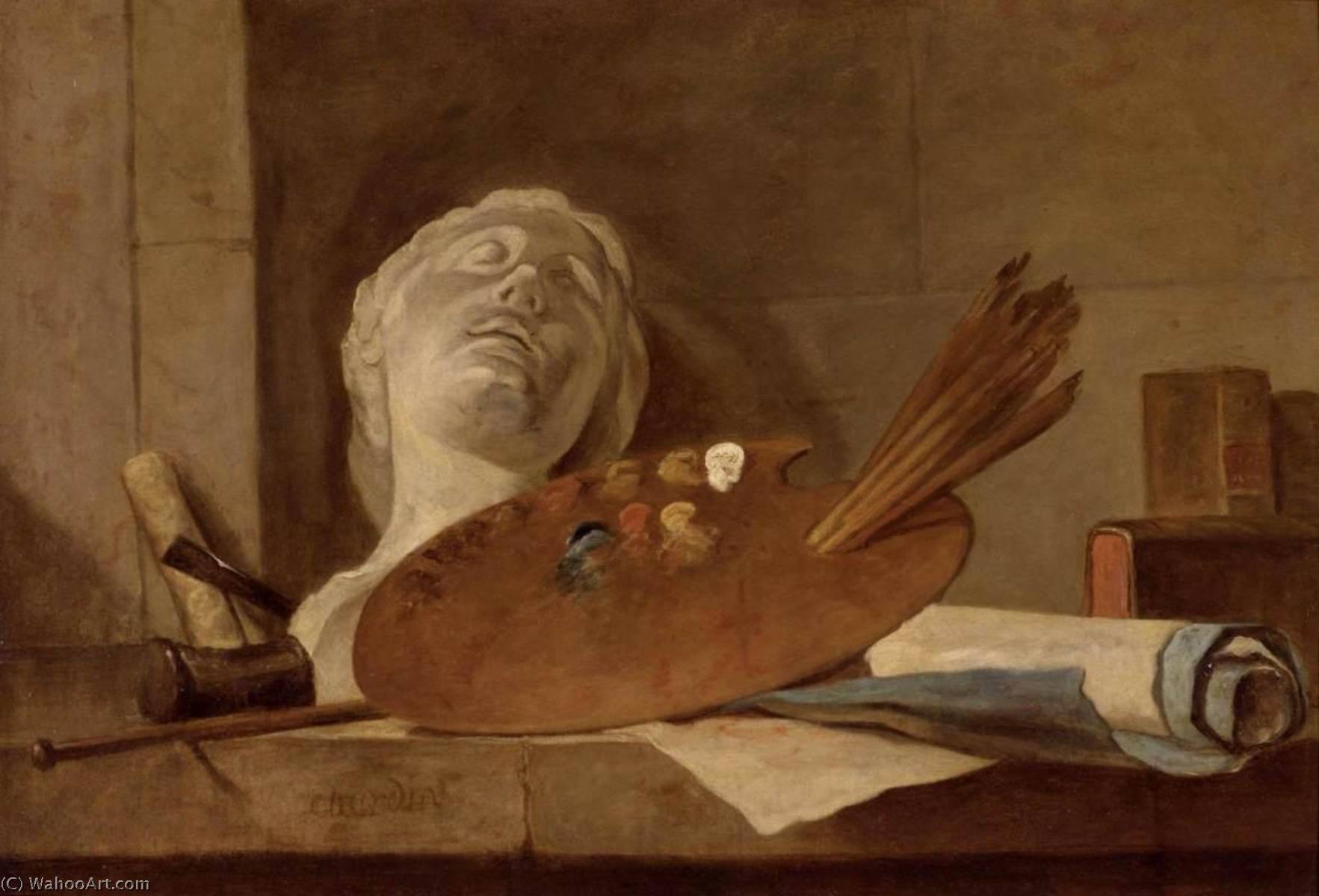 WikiOO.org - Güzel Sanatlar Ansiklopedisi - Resim, Resimler Jean-Baptiste Simeon Chardin - The Attributes of Painting and Sculpture