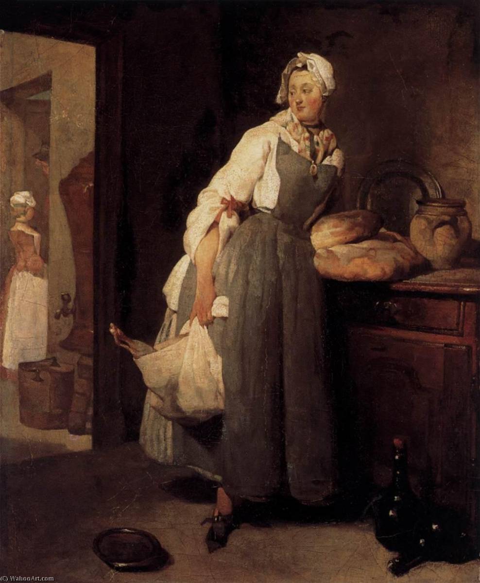 Wikioo.org - Die Enzyklopädie bildender Kunst - Malerei, Kunstwerk von Jean-Baptiste Simeon Chardin - servant rückkehr aus dem markt ( la pourvoyeuse )