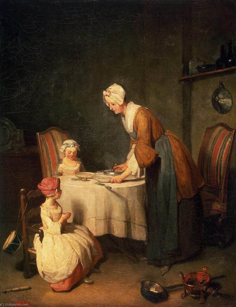 WikiOO.org - 百科事典 - 絵画、アートワーク Jean-Baptiste Simeon Chardin - 祈り 前  食事