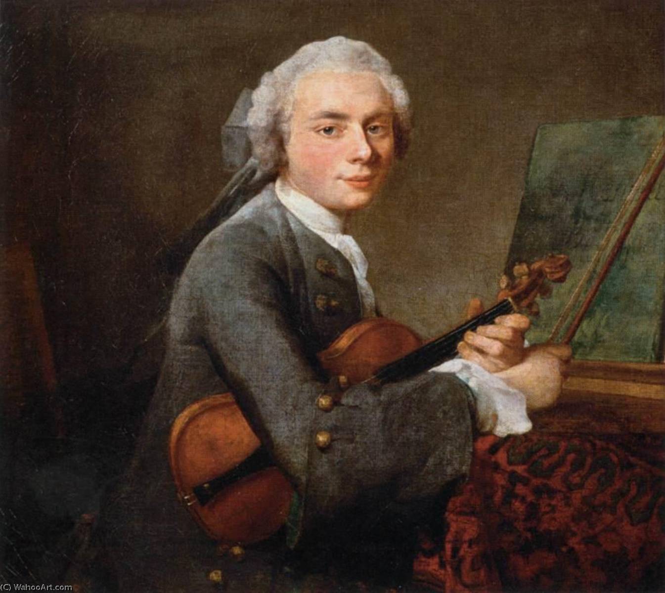 WikiOO.org - Encyclopedia of Fine Arts - Schilderen, Artwork Jean-Baptiste Simeon Chardin - The Youth with a Violin