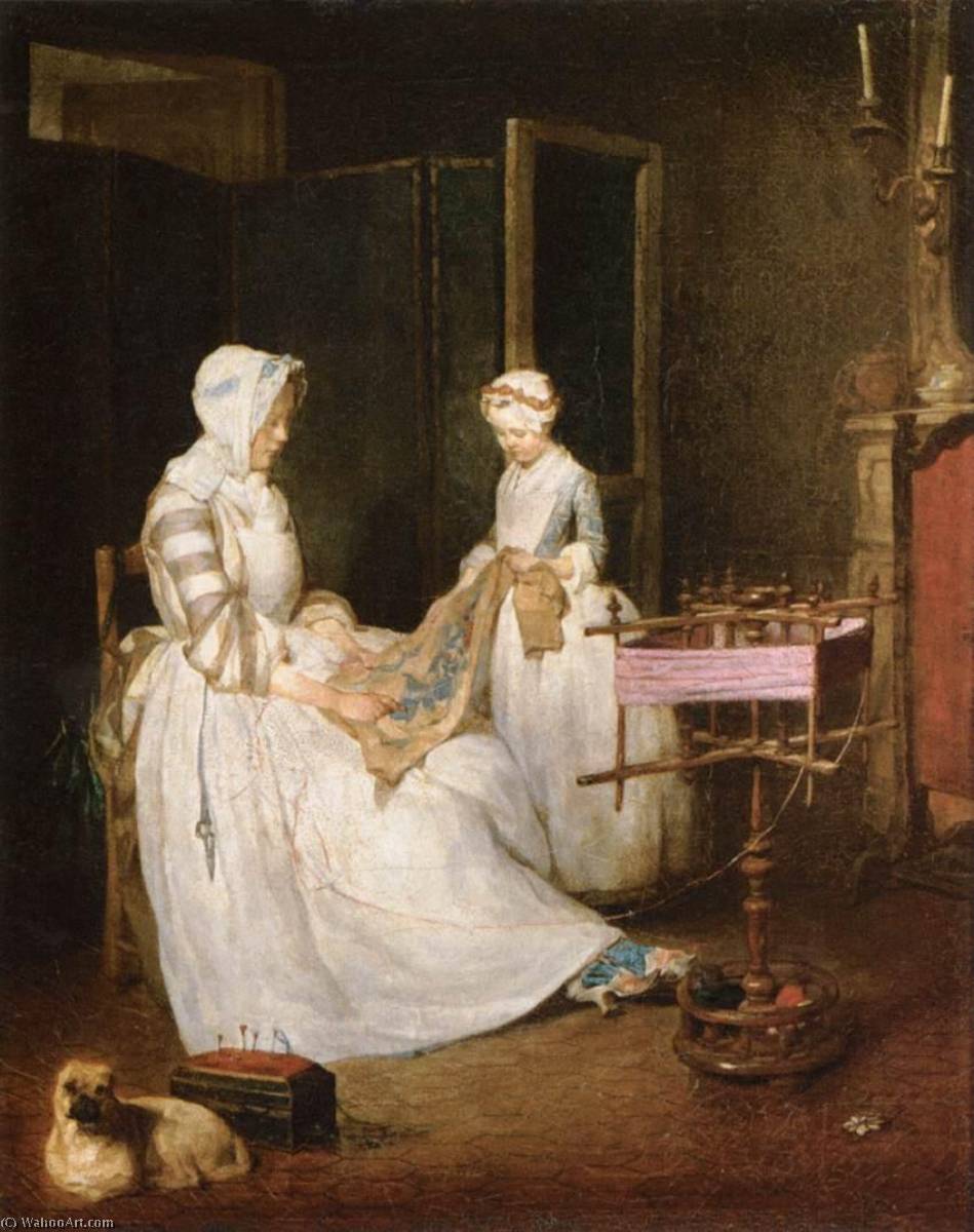 Wikioo.org - Bách khoa toàn thư về mỹ thuật - Vẽ tranh, Tác phẩm nghệ thuật Jean-Baptiste Simeon Chardin - The Hard working Mother