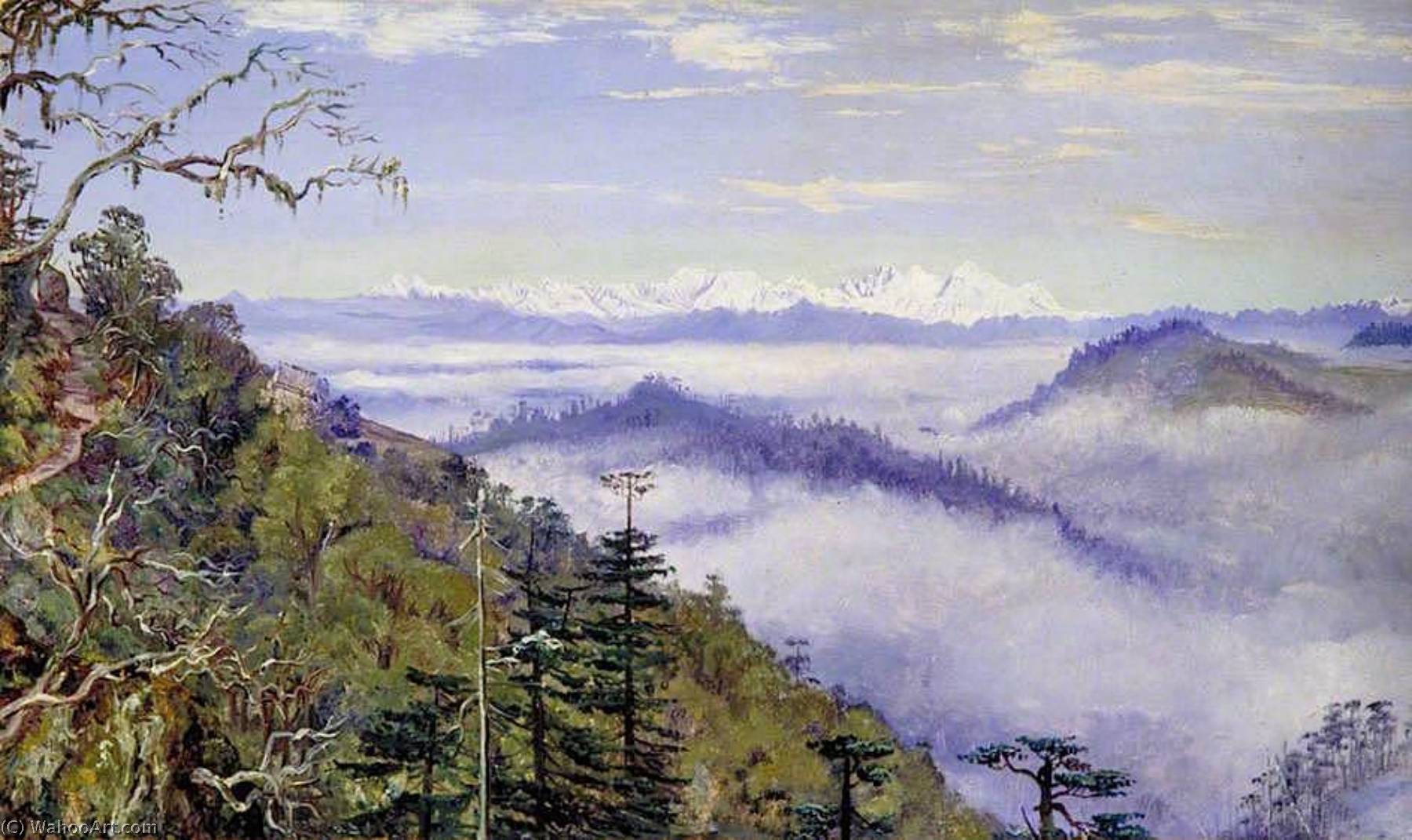 WikiOO.org - אנציקלופדיה לאמנויות יפות - ציור, יצירות אמנות Marianne North - Mount Everest or Deodunga from Sundukpho, North India