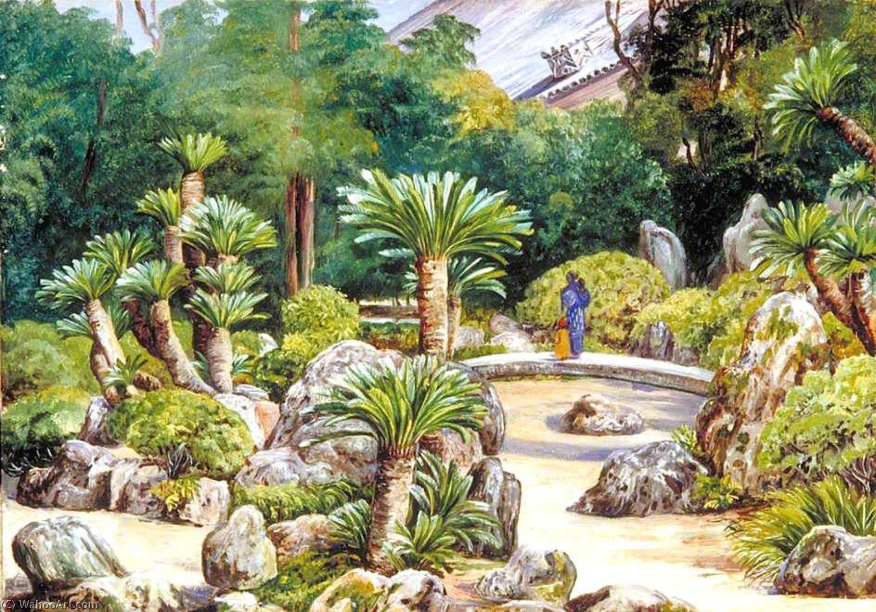 Wikioo.org - The Encyclopedia of Fine Arts - Painting, Artwork by Marianne North - Garden of the Nishihongwange Temple, Kioto, Japan