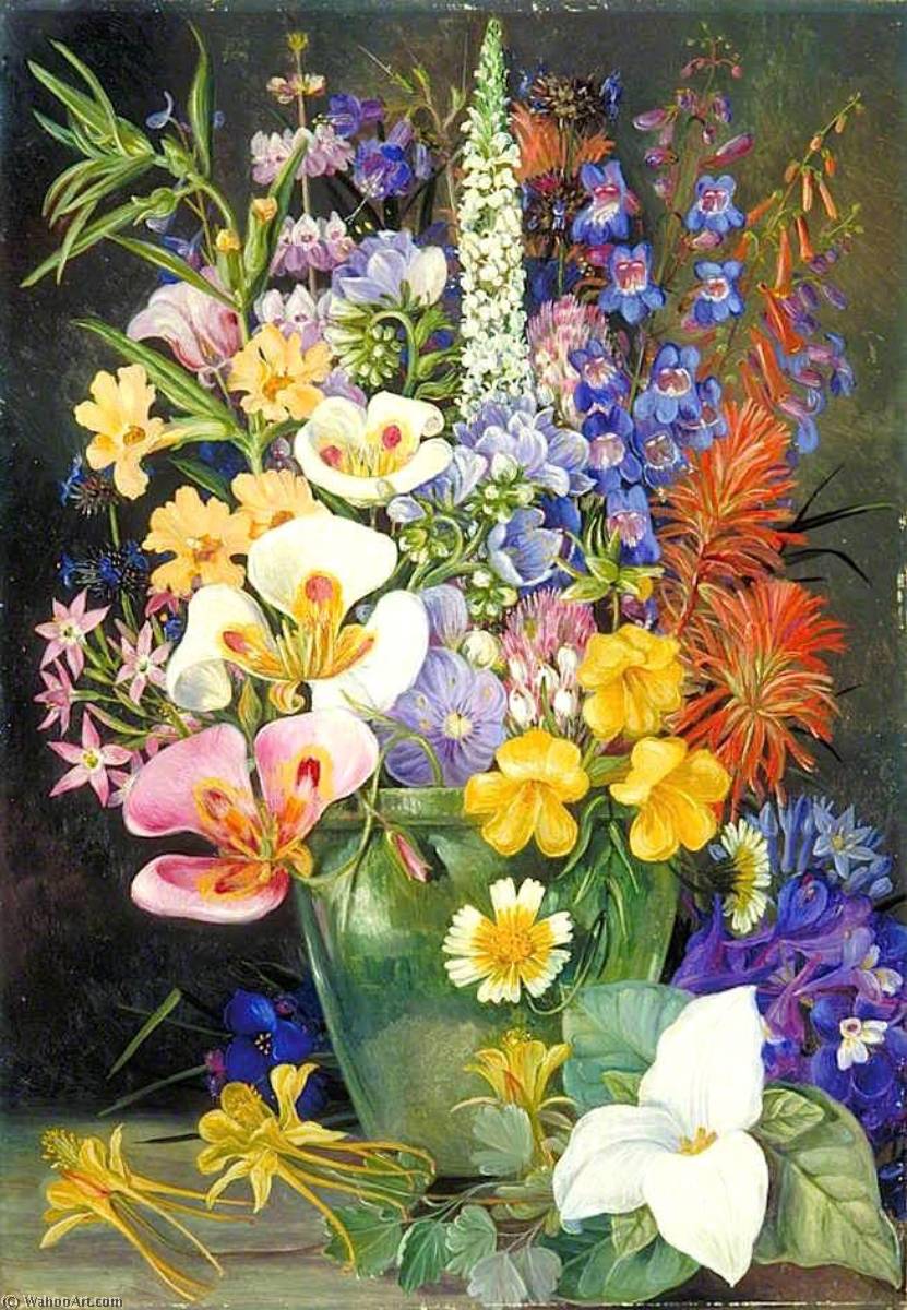 WikiOO.org - Güzel Sanatlar Ansiklopedisi - Resim, Resimler Marianne North - Group of Californian Wild Flowers