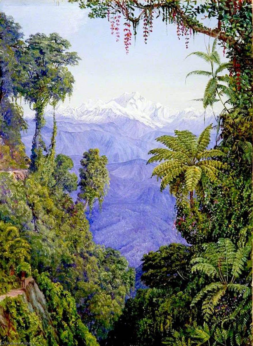 Wikioo.org - The Encyclopedia of Fine Arts - Painting, Artwork by Marianne North - Distant View of Kinchinjunga from Darjeeling
