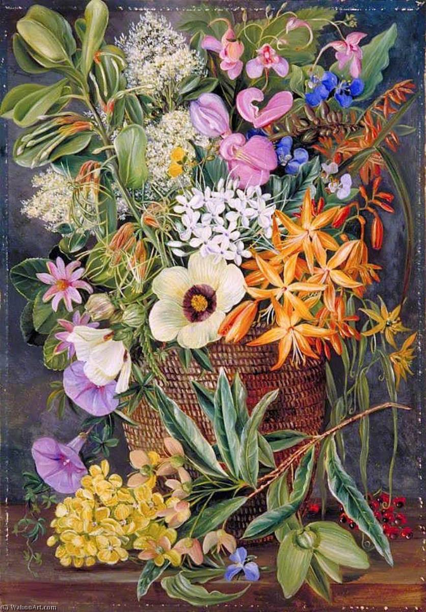 Wikioo.org – L'Enciclopedia delle Belle Arti - Pittura, Opere di Marianne North - fiori di  Cattedrale di St  johns a pondo  Cestino