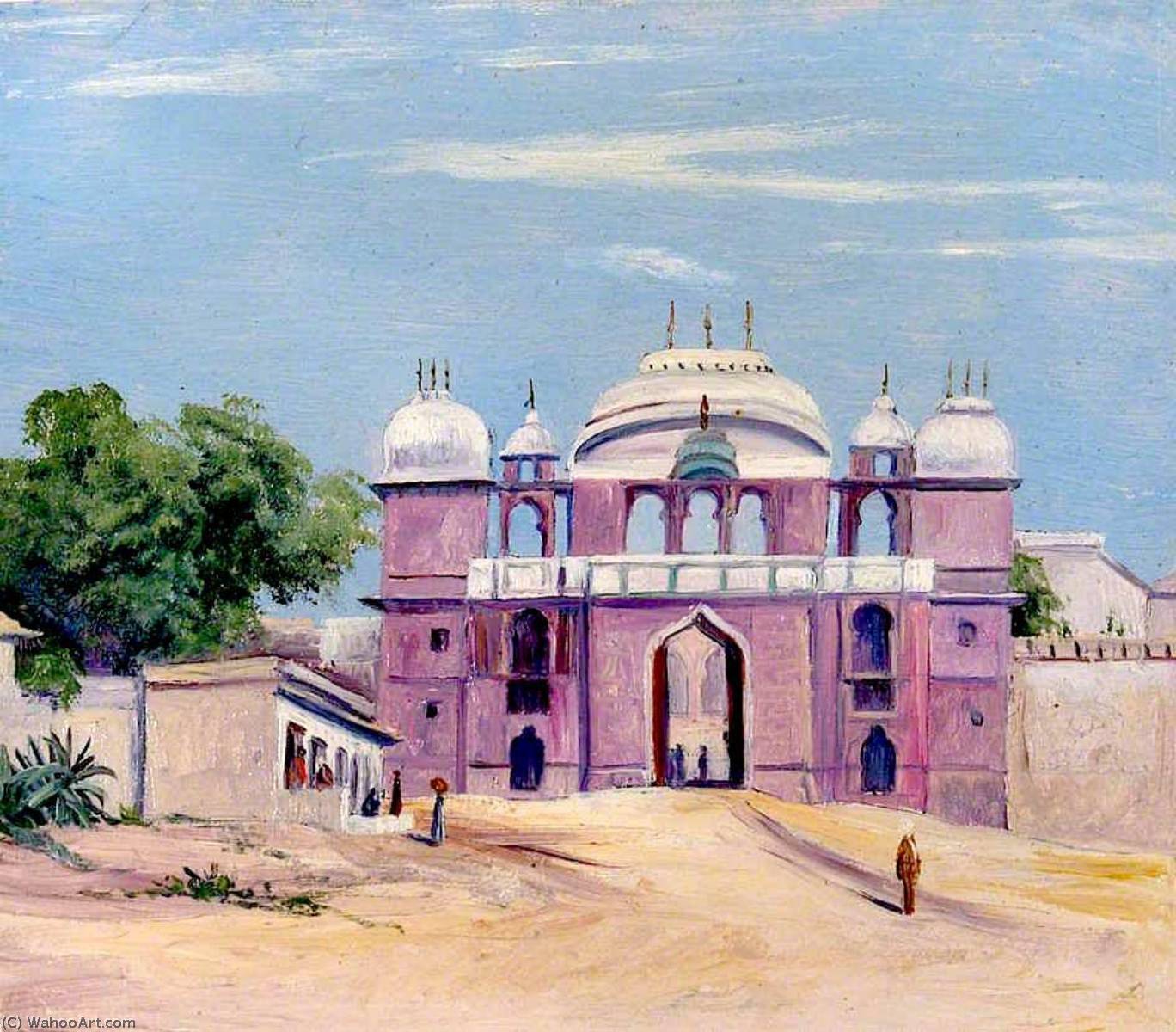 WikiOO.org – 美術百科全書 - 繪畫，作品 Marianne North - 门 的 Rajah's 宫 , 贝拿勒斯 , 印度