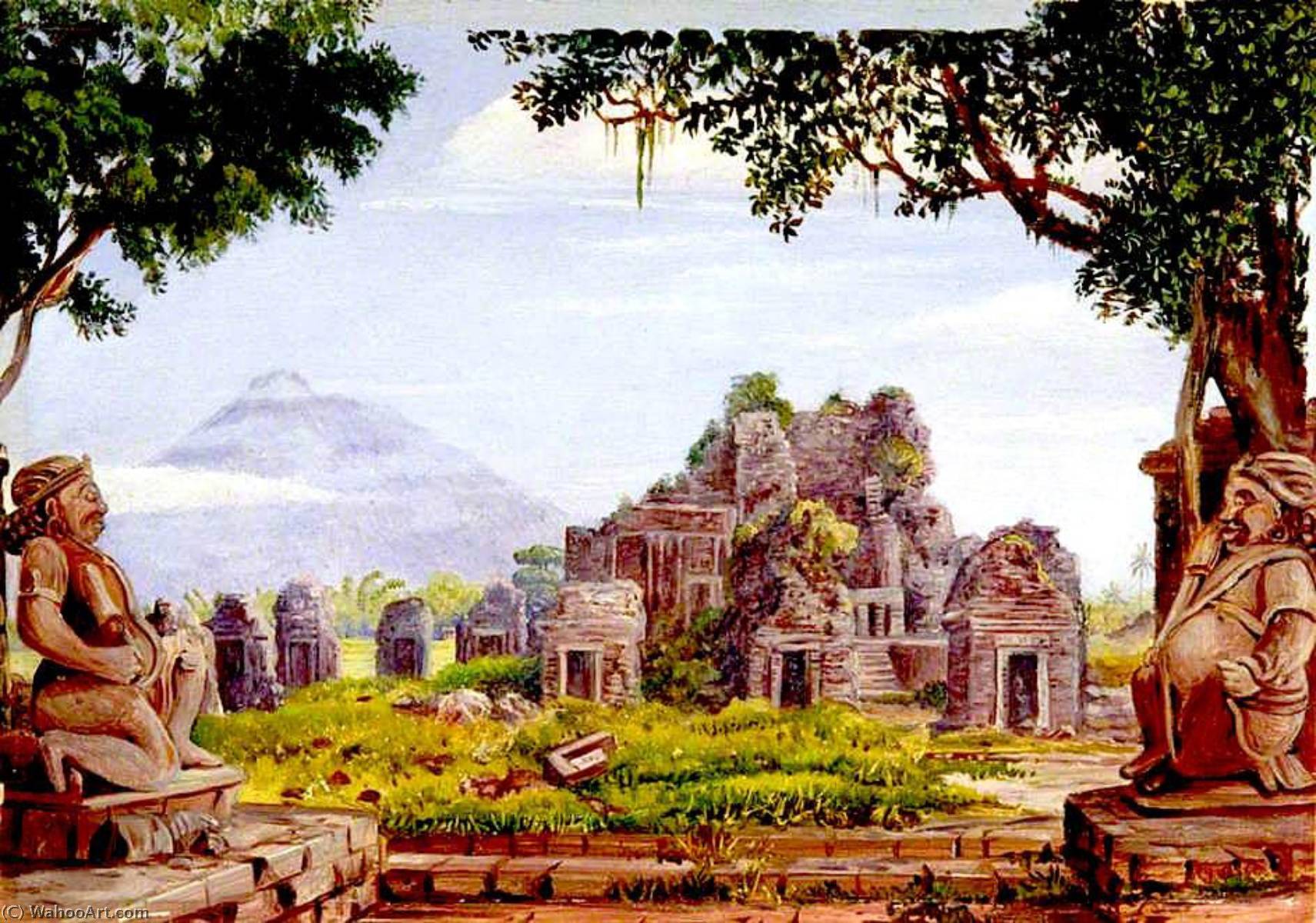 Wikioo.org - The Encyclopedia of Fine Arts - Painting, Artwork by Marianne North - Idols and Temples at Brambanang, Java