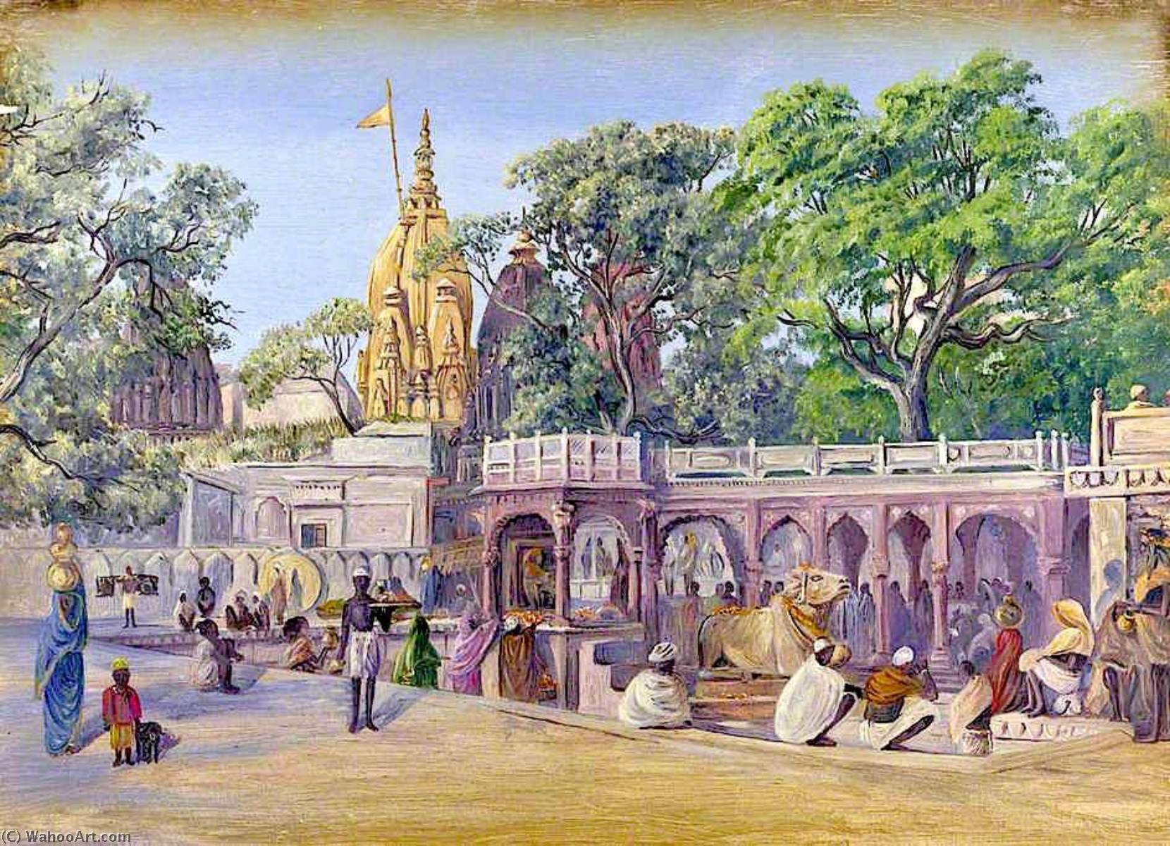 Wikioo.org - The Encyclopedia of Fine Arts - Painting, Artwork by Marianne North - The Golden Temple. Benares. India. Novr. 1878