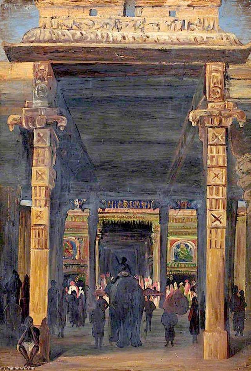 Wikioo.org - The Encyclopedia of Fine Arts - Painting, Artwork by Marianne North - Gate Leading into the Temple, Madura