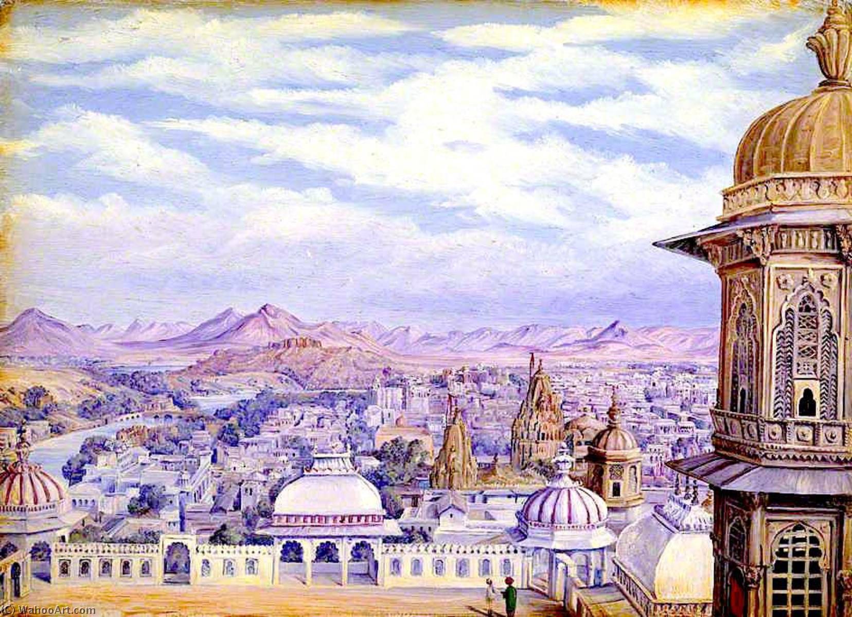 Wikioo.org - The Encyclopedia of Fine Arts - Painting, Artwork by Marianne North - From the Palace, Oodipore. Janr. 1879