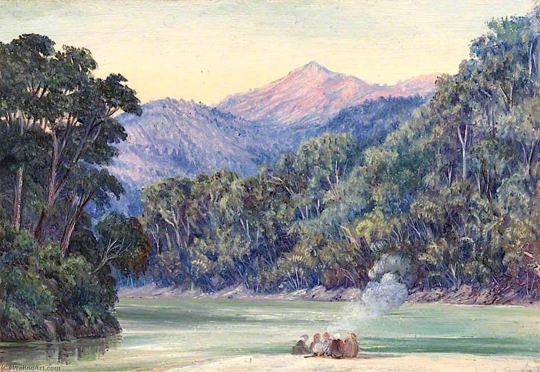 Wikioo.org - The Encyclopedia of Fine Arts - Painting, Artwork by Marianne North - Meeting of the Rivers near Darjeeling
