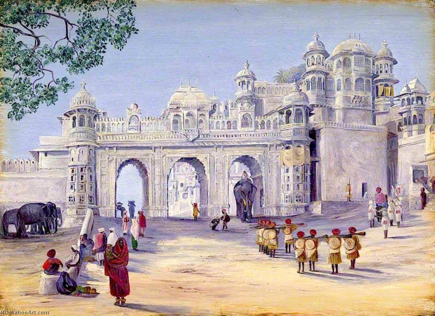 WikiOO.org - Encyclopedia of Fine Arts - Festés, Grafika Marianne North - Gate of the Palace. Oodipore. Janr. 1879