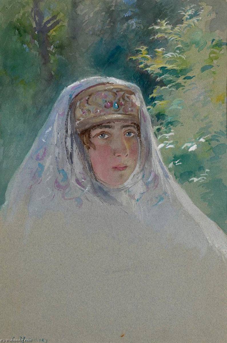 Wikioo.org - The Encyclopedia of Fine Arts - Painting, Artwork by Konstantin Yegorovich Makovsky - Female Portrait