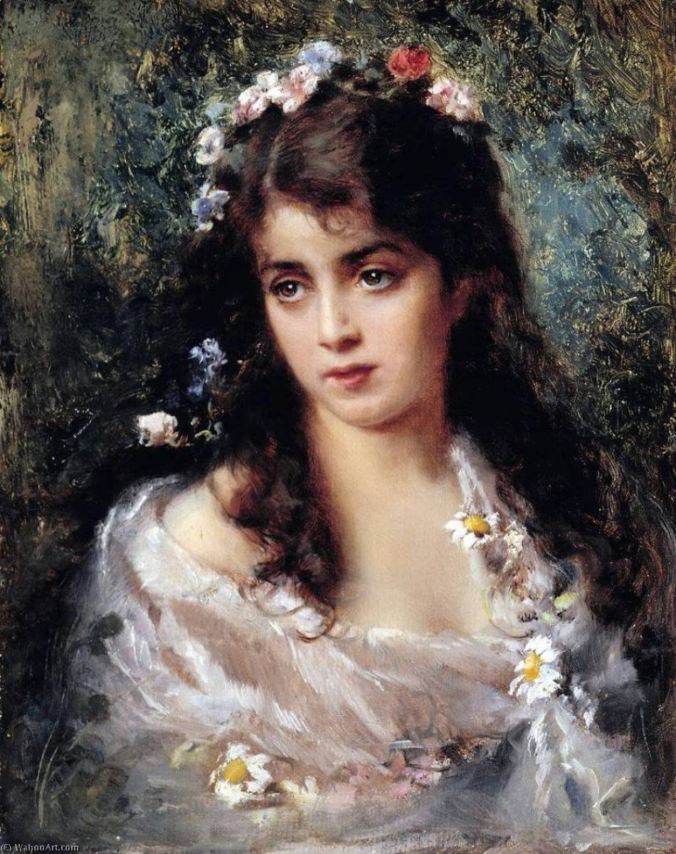 Wikioo.org - The Encyclopedia of Fine Arts - Painting, Artwork by Konstantin Yegorovich Makovsky - Girl Dressed as Flora