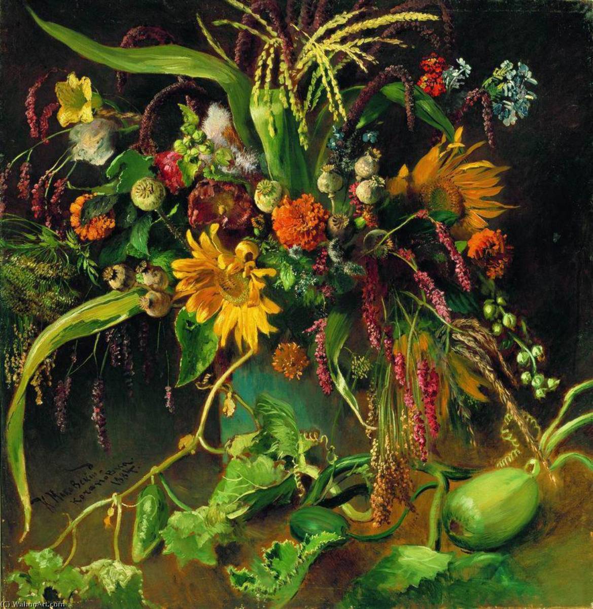 Wikioo.org - Bách khoa toàn thư về mỹ thuật - Vẽ tranh, Tác phẩm nghệ thuật Konstantin Yegorovich Makovsky - Flowers