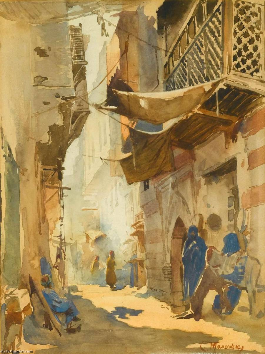 Wikioo.org - The Encyclopedia of Fine Arts - Painting, Artwork by Konstantin Yegorovich Makovsky - Street Scene in Cairo