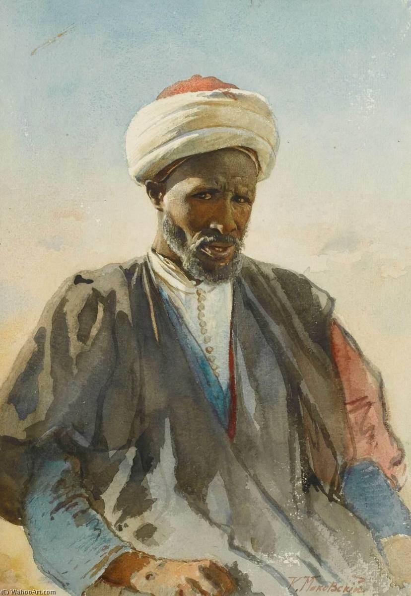 WikiOO.org - Encyclopedia of Fine Arts - Lukisan, Artwork Konstantin Yegorovich Makovsky - Portrait of an Arab