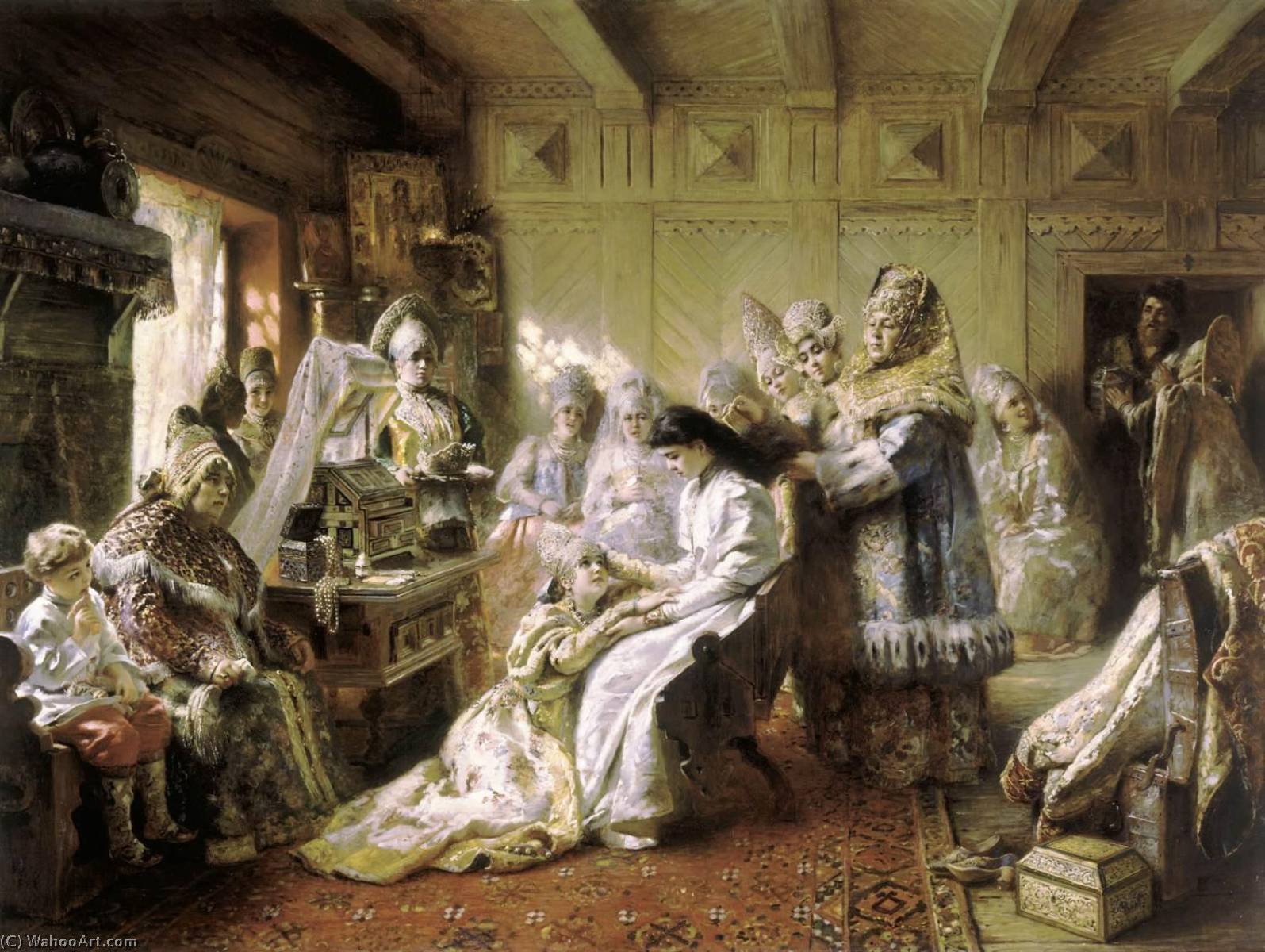 WikiOO.org - Encyclopedia of Fine Arts - Schilderen, Artwork Konstantin Yegorovich Makovsky - The Russian Bride's Attire