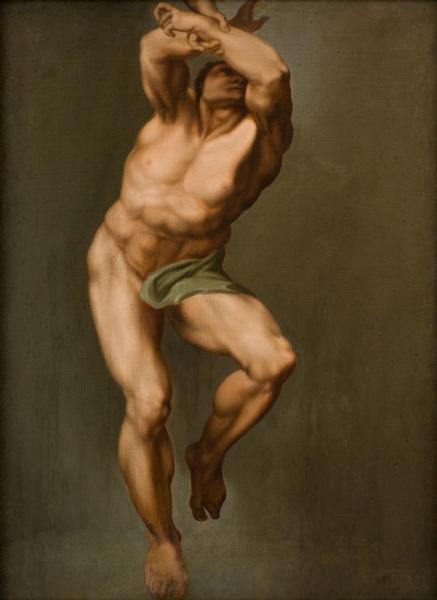 Wikioo.org - The Encyclopedia of Fine Arts - Painting, Artwork by Nicolai Abraham Abildgaard - Male Figure after Michelangelo's 'Last Judgement' in the Sistine Chapel