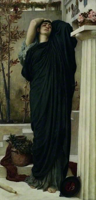 Wikioo.org - The Encyclopedia of Fine Arts - Painting, Artwork by Lord Frederic Leighton - Electra at the Tomb of Agamemnon