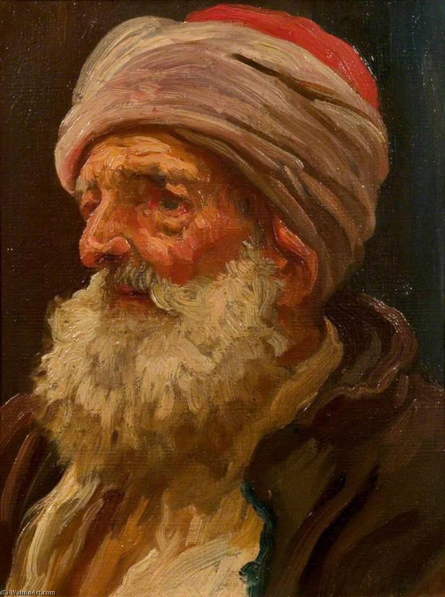 Wikioo.org - The Encyclopedia of Fine Arts - Painting, Artwork by Lord Frederic Leighton - Head of an Elderly Arab