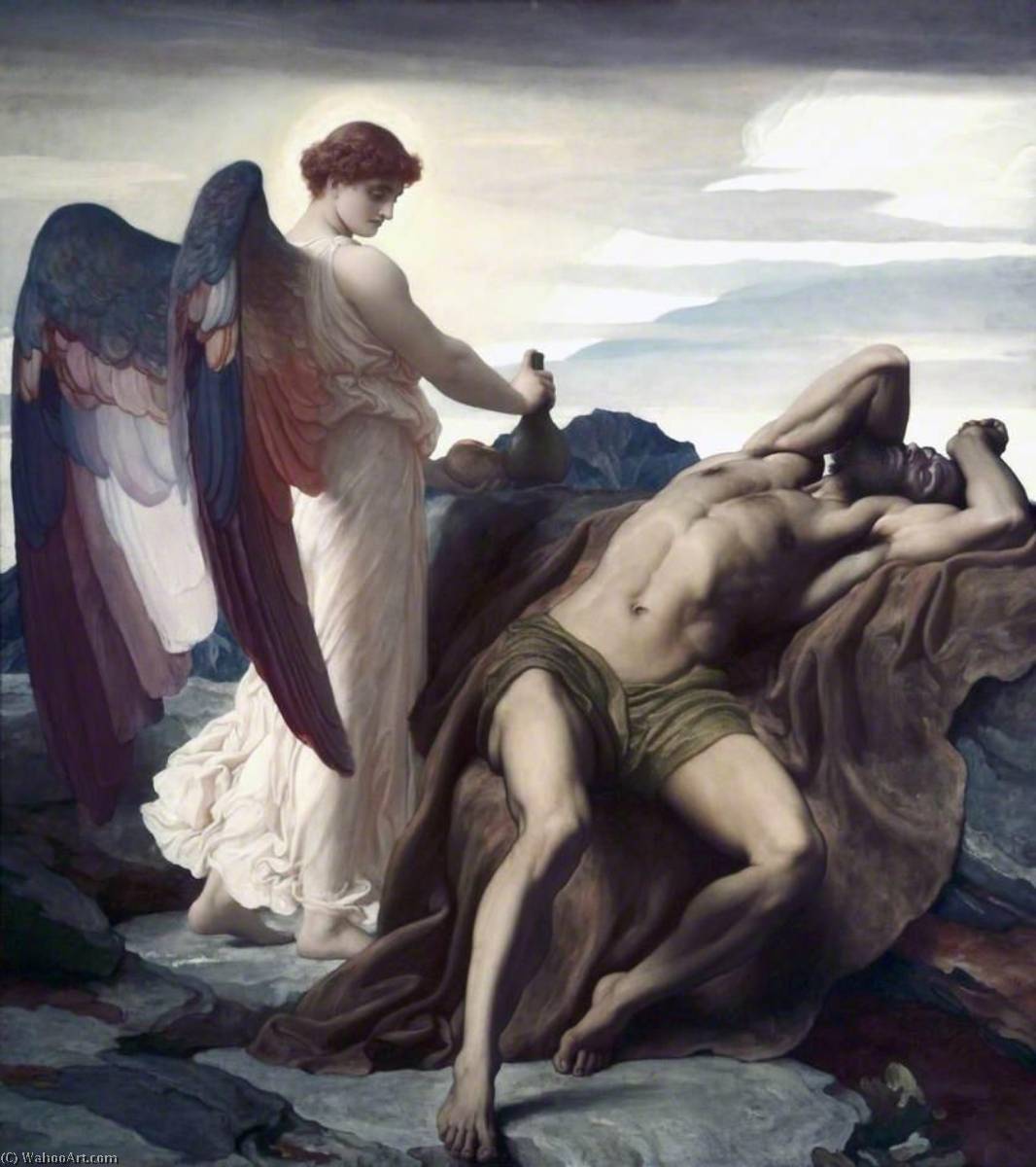 Wikioo.org - The Encyclopedia of Fine Arts - Painting, Artwork by Lord Frederic Leighton - Elijah in the Desert