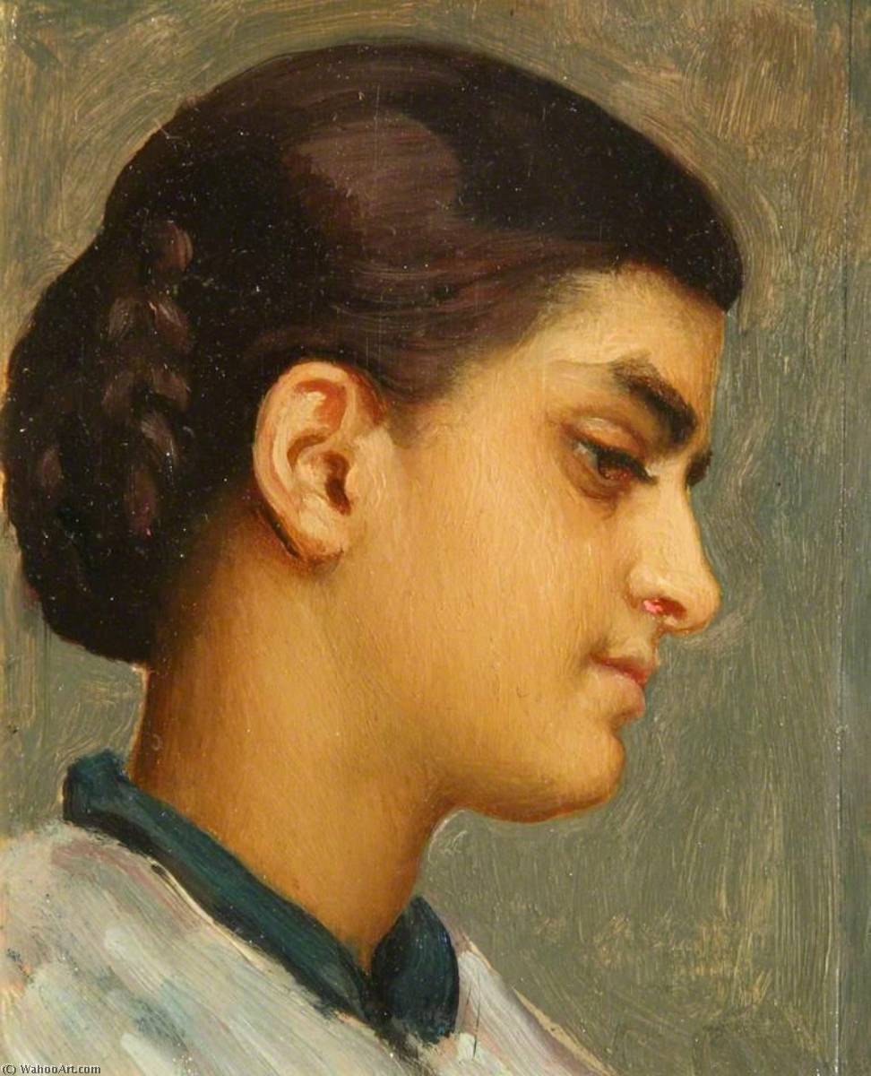 Wikioo.org - The Encyclopedia of Fine Arts - Painting, Artwork by Lord Frederic Leighton - Head of Spanish Girl
