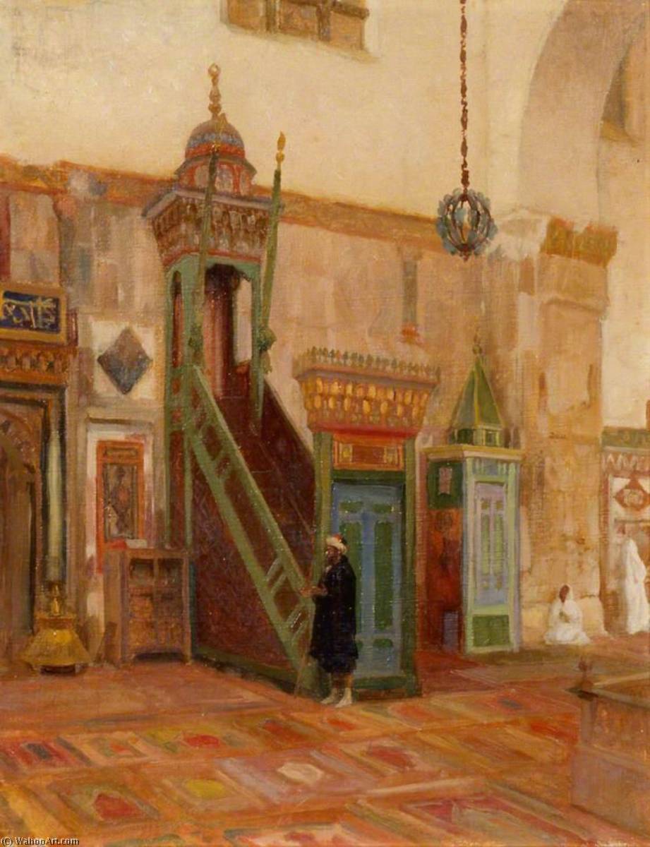 WikiOO.org - Encyclopedia of Fine Arts - Maalaus, taideteos Lord Frederic Leighton - Interior of a Mosque or the Mimbar of the Great Mosque at Damascus