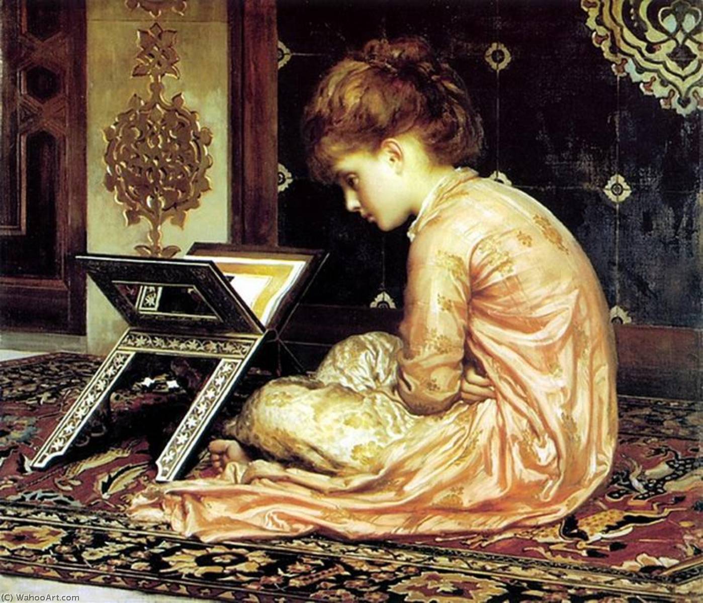 WikiOO.org - Encyclopedia of Fine Arts - Målning, konstverk Lord Frederic Leighton - English Study at a Reading Desk‎