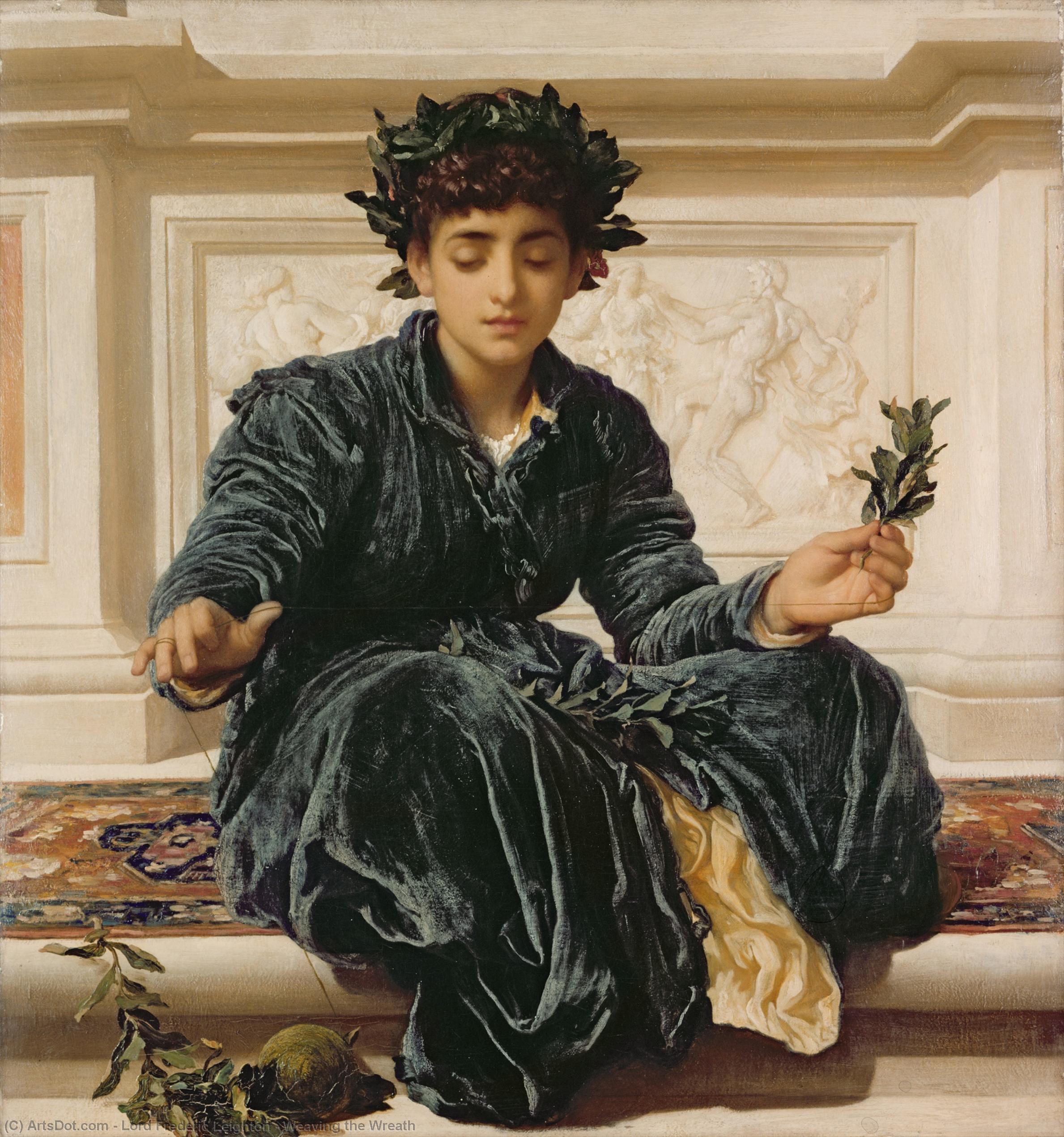 Wikioo.org - The Encyclopedia of Fine Arts - Painting, Artwork by Lord Frederic Leighton - Weaving the Wreath