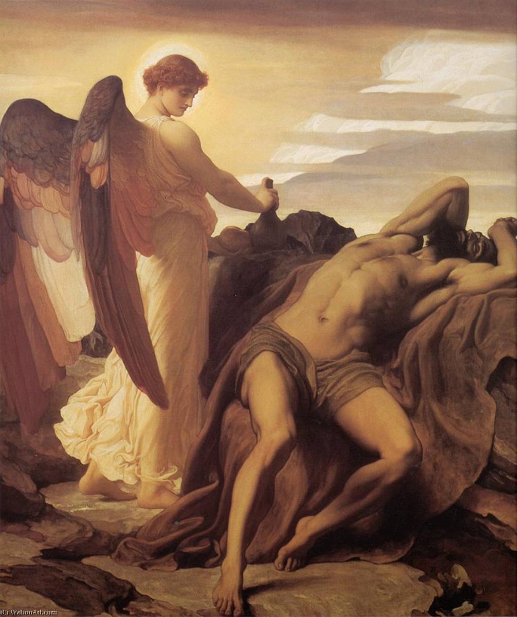 Wikioo.org - The Encyclopedia of Fine Arts - Painting, Artwork by Lord Frederic Leighton - Elijah in the Wilderness
