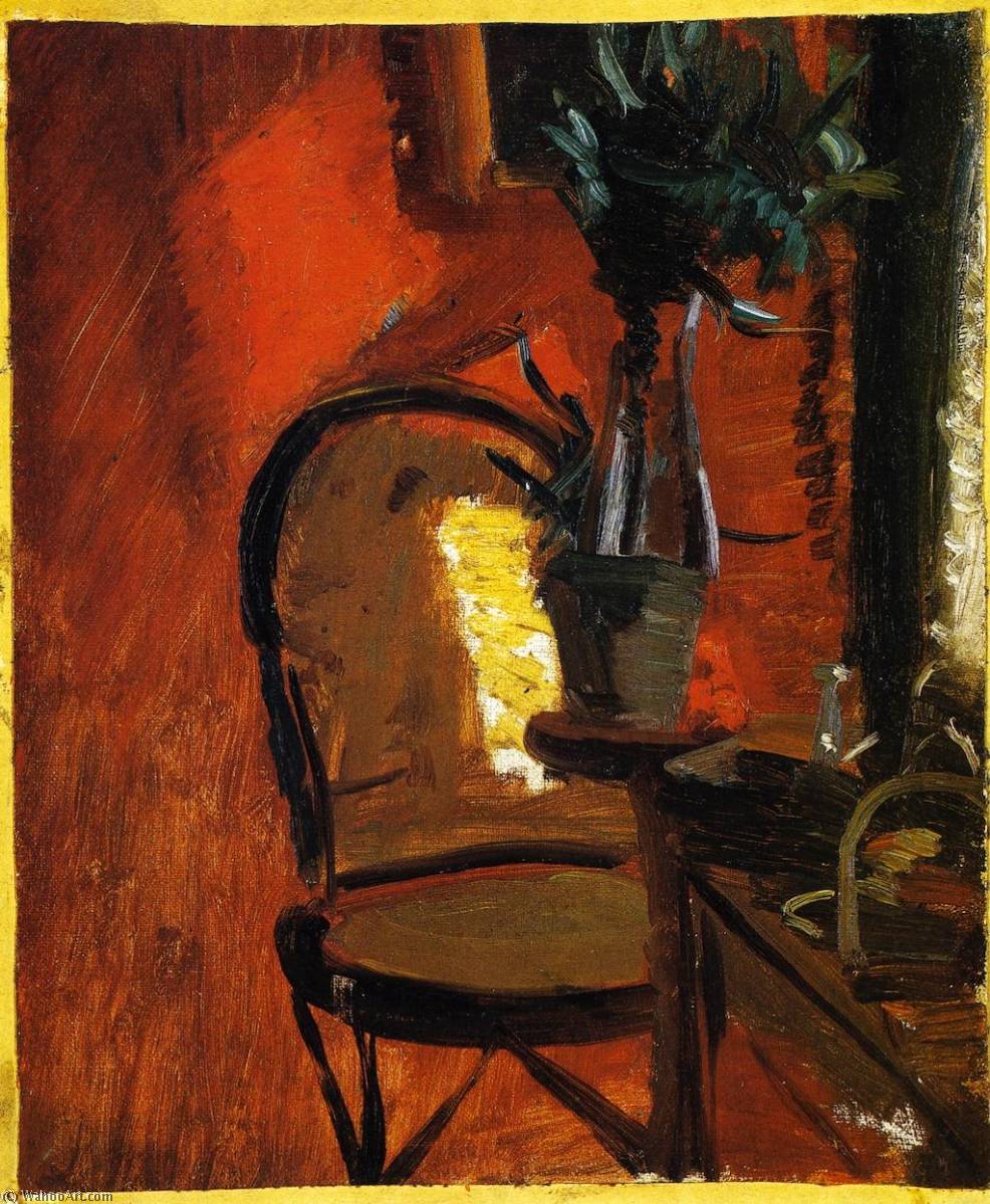 WikiOO.org - Encyclopedia of Fine Arts - Malba, Artwork Anna Kirstine Ancher - Interior with Chair and Plant