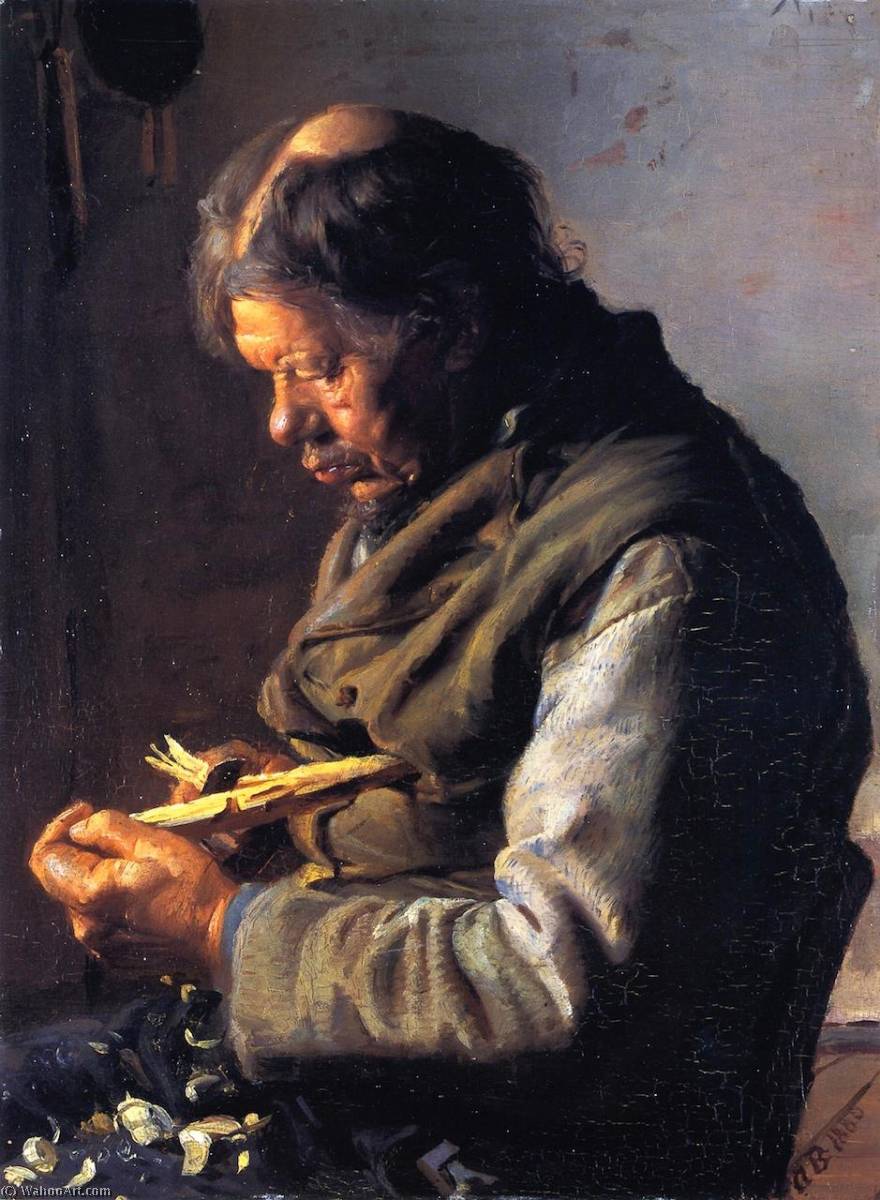 Wikioo.org - The Encyclopedia of Fine Arts - Painting, Artwork by Anna Kirstine Ancher - Lars Gaihede Whittling a Stock