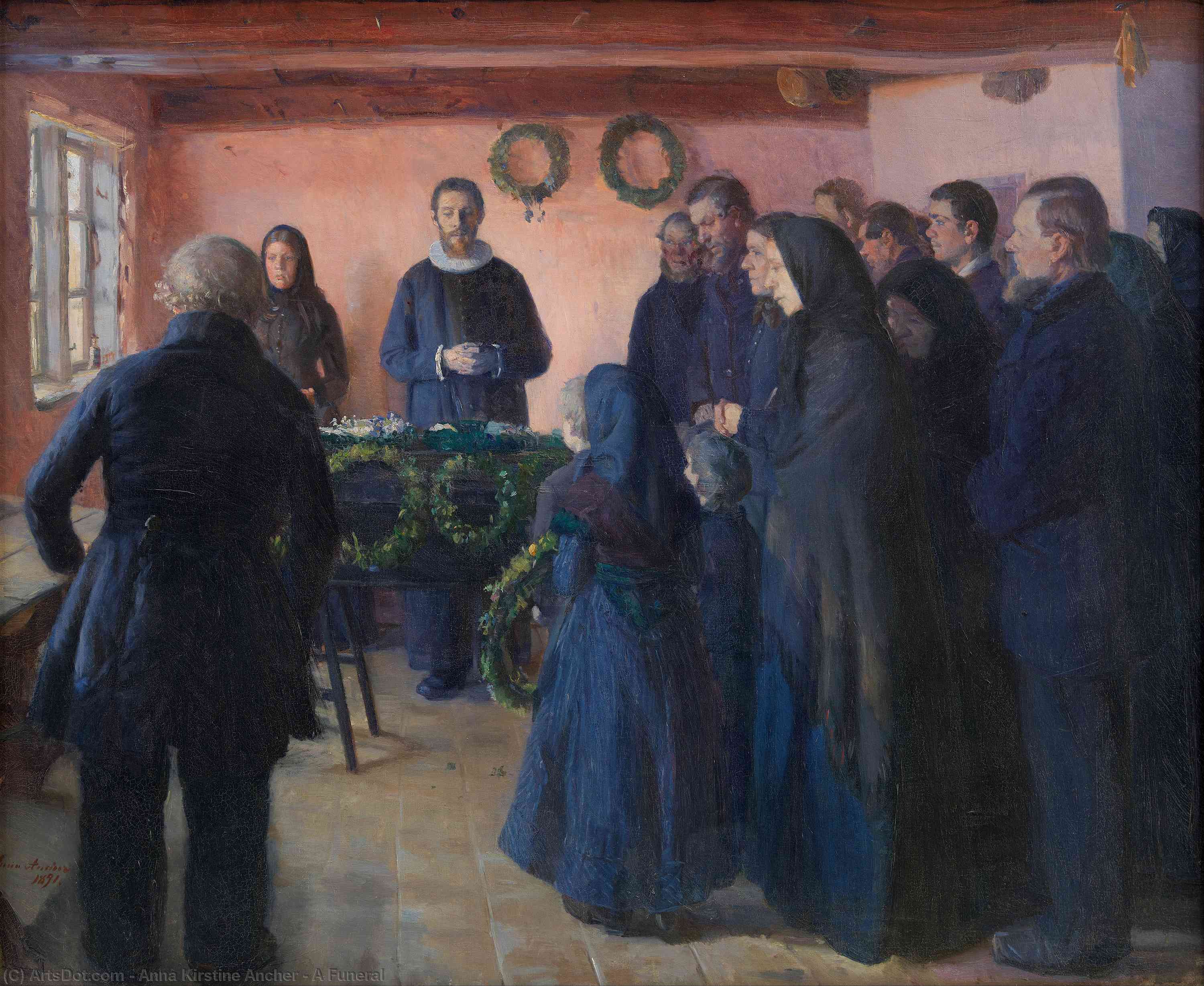 Wikioo.org - The Encyclopedia of Fine Arts - Painting, Artwork by Anna Kirstine Ancher - A Funeral
