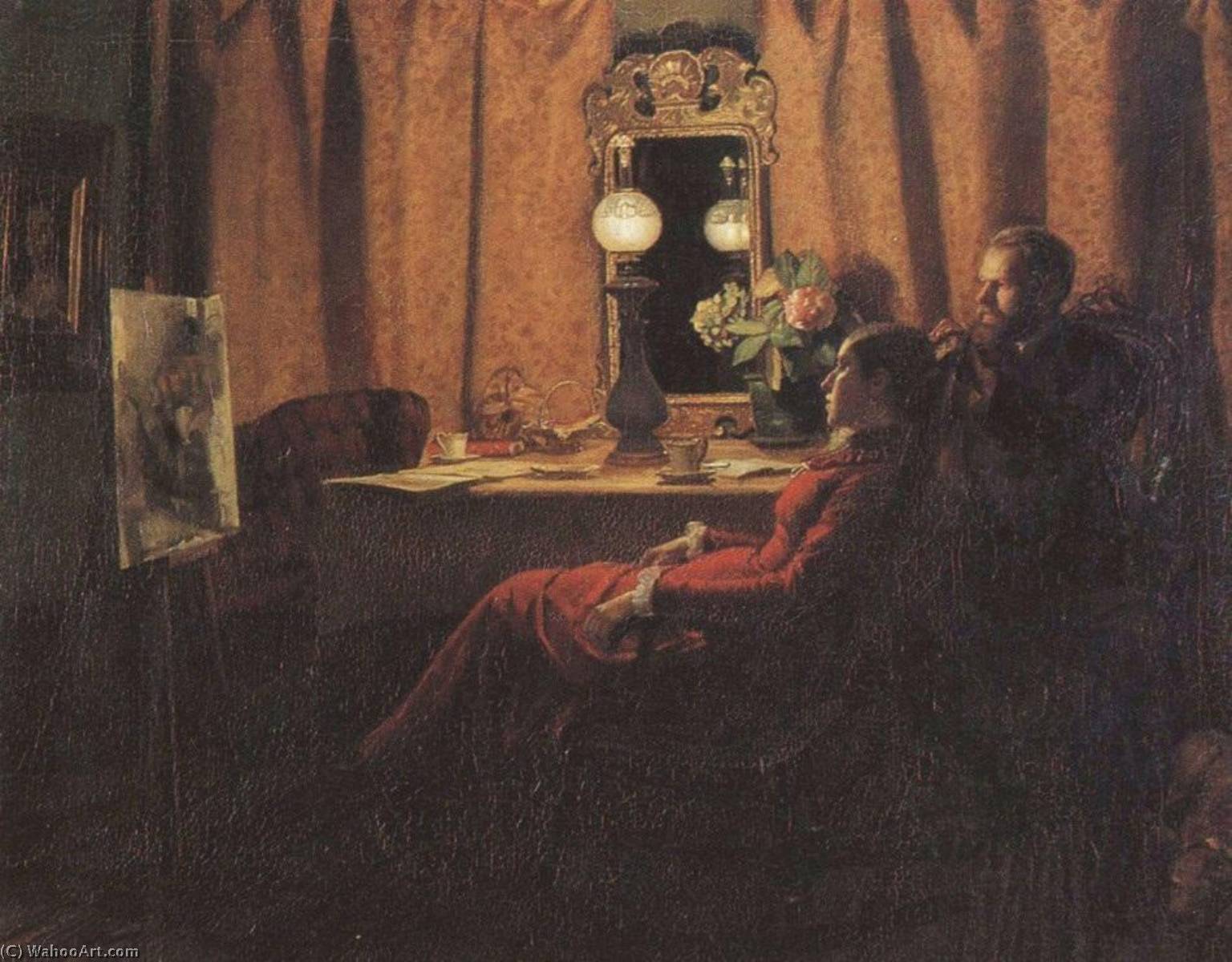 Wikioo.org - The Encyclopedia of Fine Arts - Painting, Artwork by Anna Kirstine Ancher - Dansk Dagens arbejde bedømmes English Appraising the Day's Work