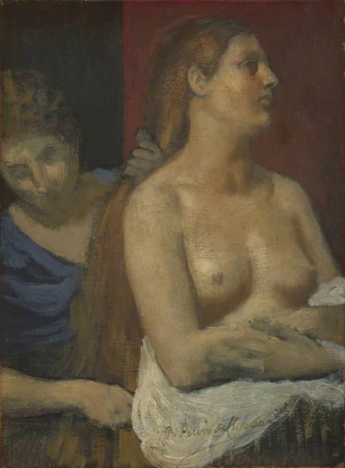 WikiOO.org - Encyclopedia of Fine Arts - Malba, Artwork Pierre Puvis De Chavannes - A Maid Combing a Woman's Hair