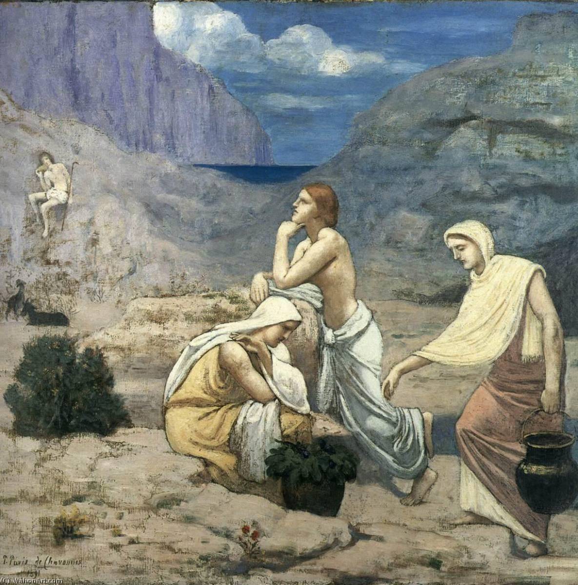 WikiOO.org – 美術百科全書 - 繪畫，作品 Pierre Puvis De Chavannes - 的 Shepherd's 歌曲