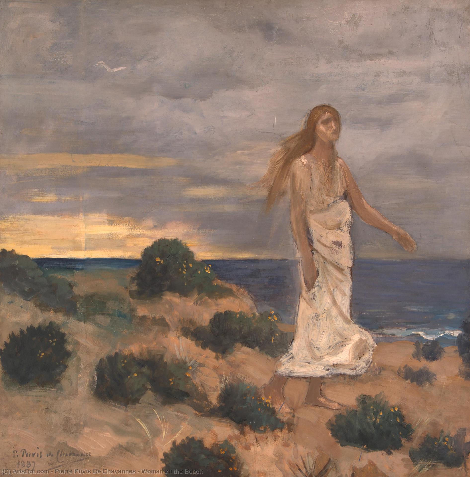 Wikioo.org – L'Encyclopédie des Beaux Arts - Peinture, Oeuvre de Pierre Puvis De Chavannes - femme sur la plage